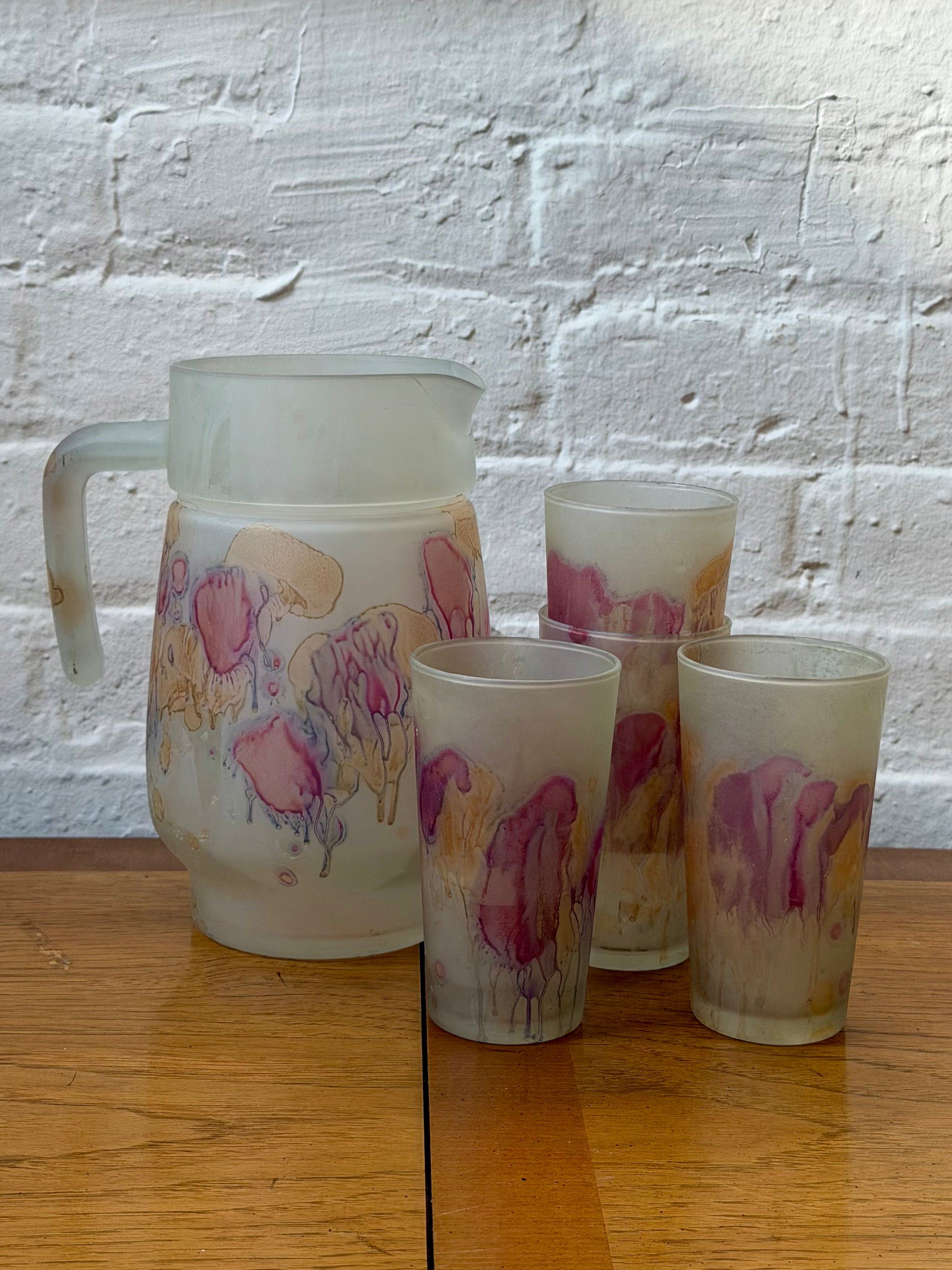 Art Deco Satin Frosted Tumbler Glasses