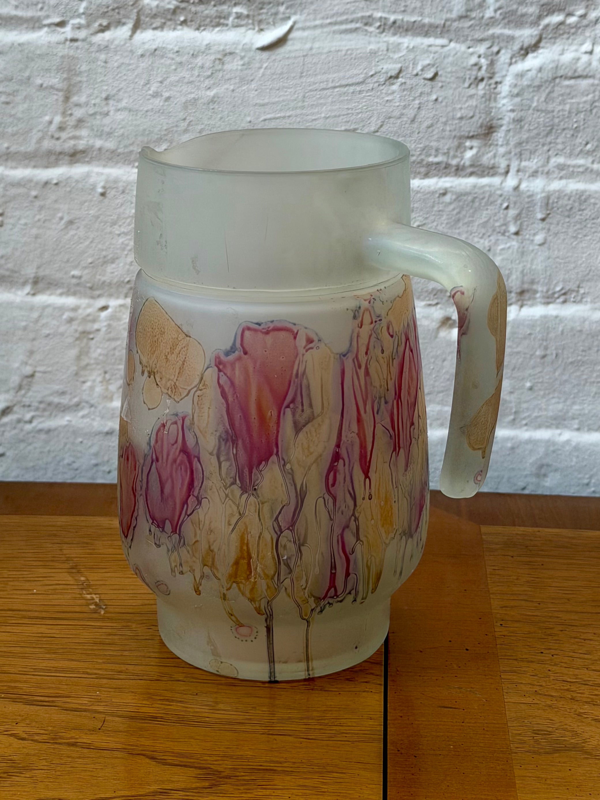 Rueven Satin Frosted Art Glass Pitcher