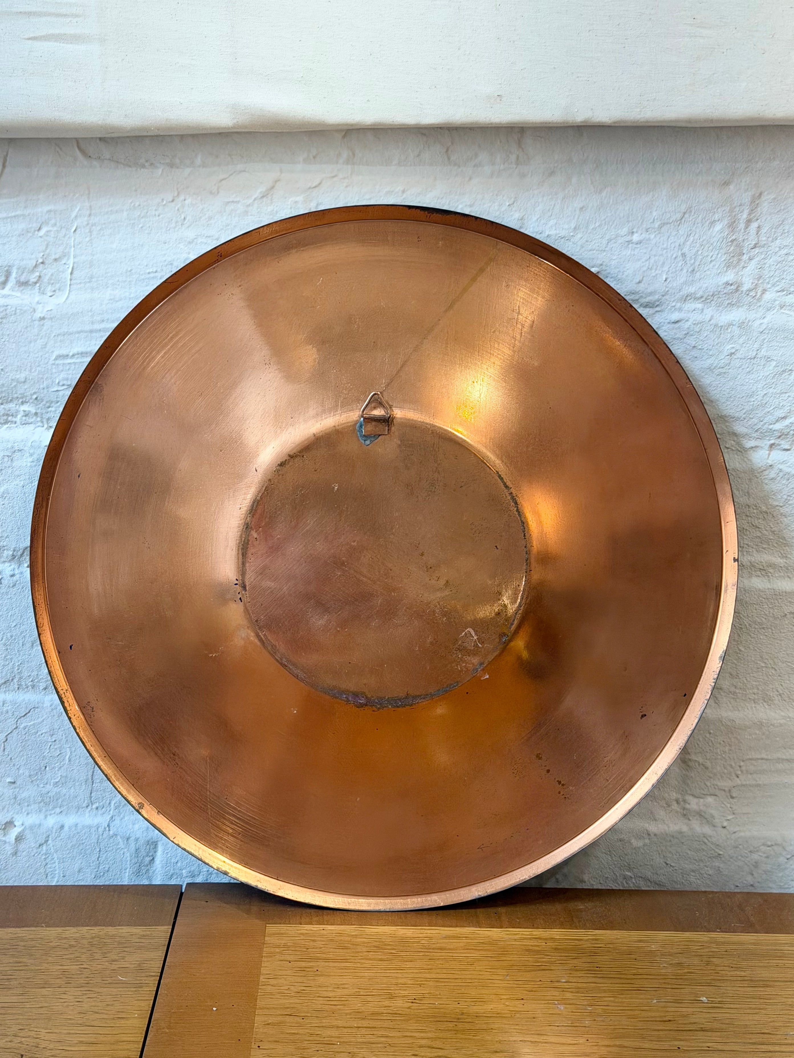 Copper Etched Enameled Hand Painted Decorative Plate