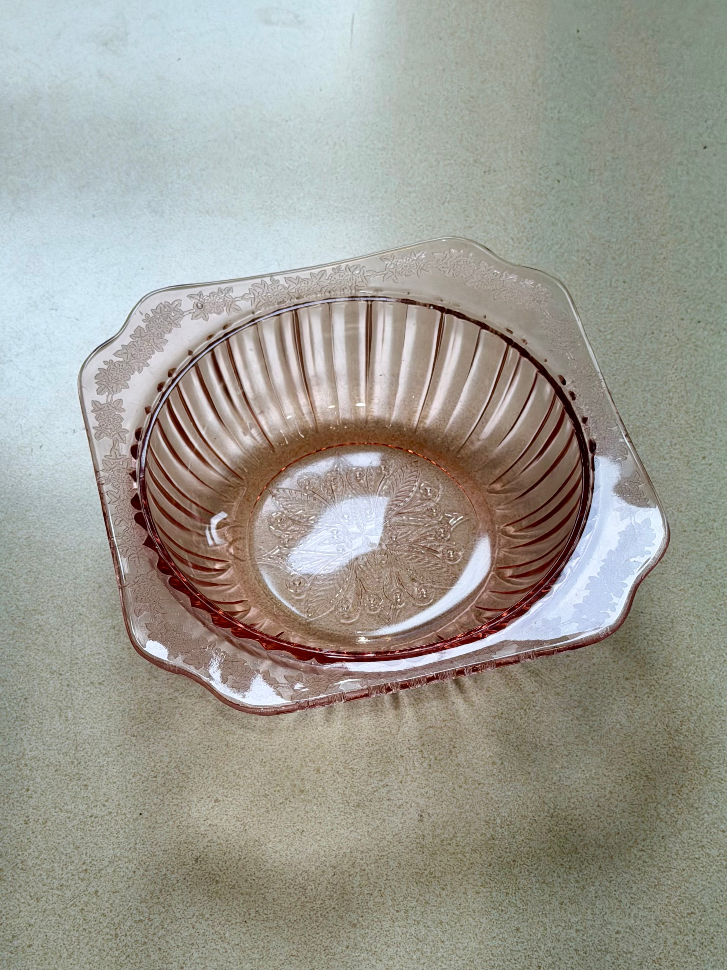 Jeannette Glass Adam Pink Depression Glass Serving Bowl