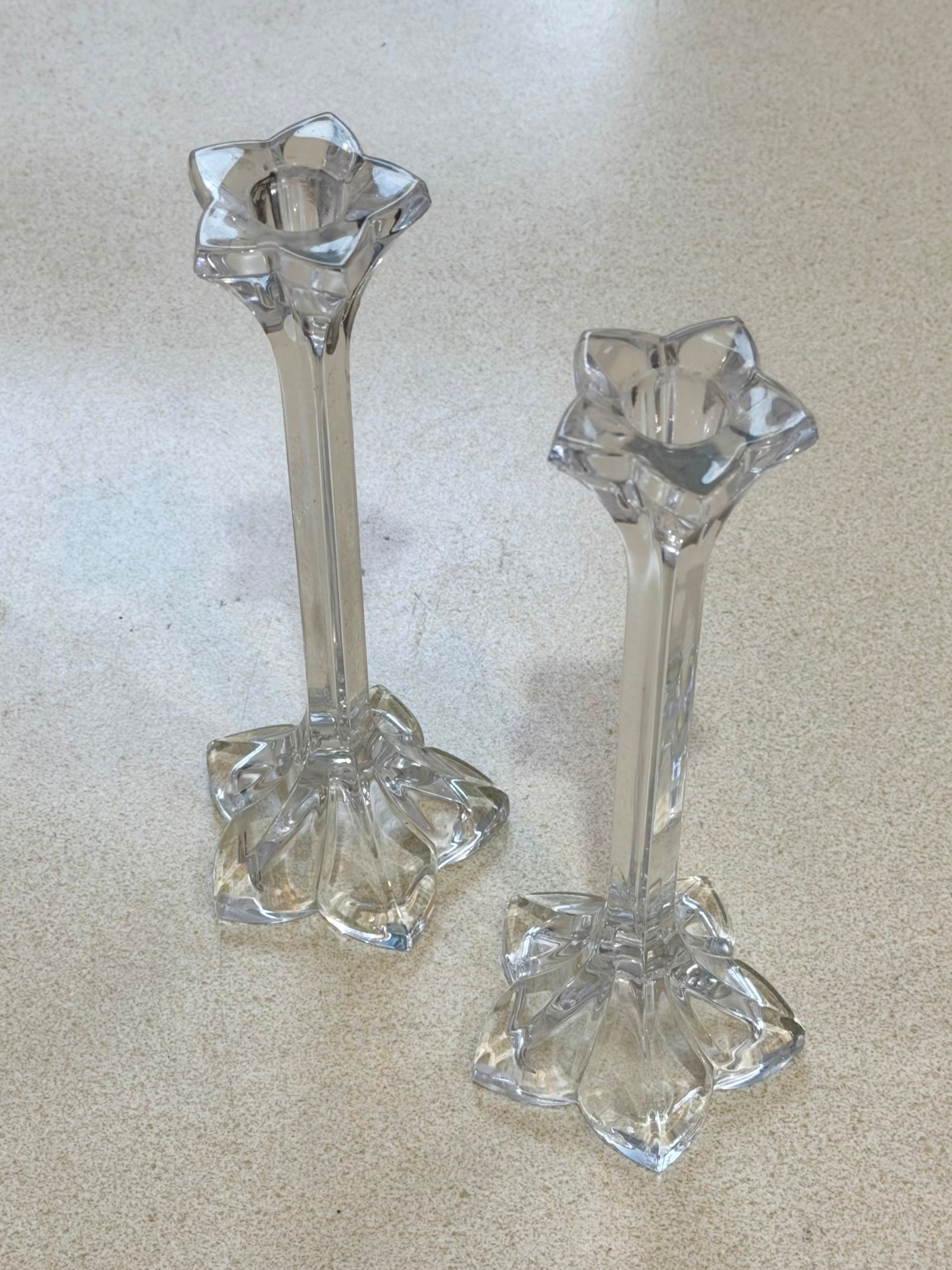 Pair of Mikasa Crystal "Petals" Candlestick Holders