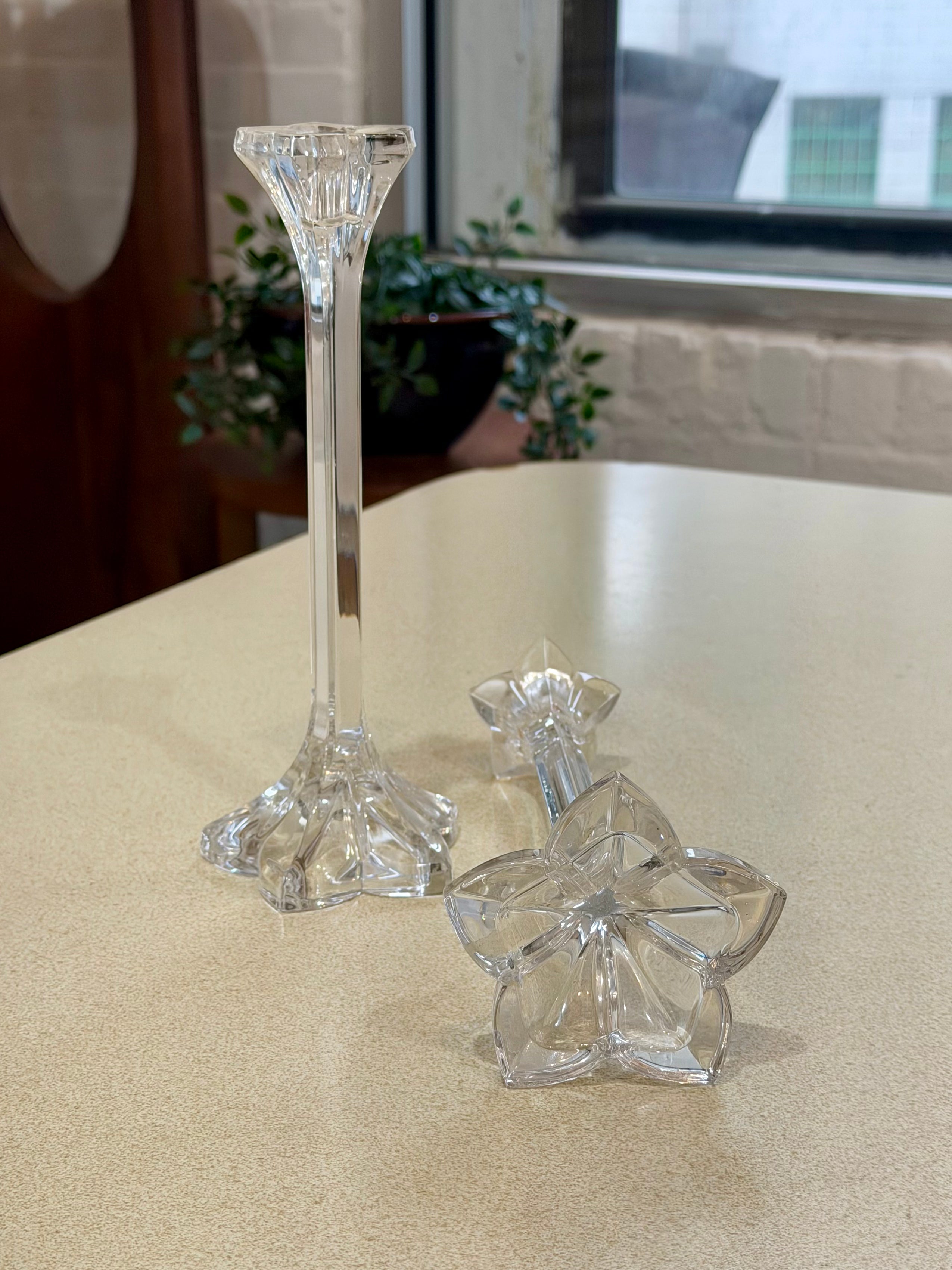 Pair of Mikasa Crystal "Petals" Candlestick Holders