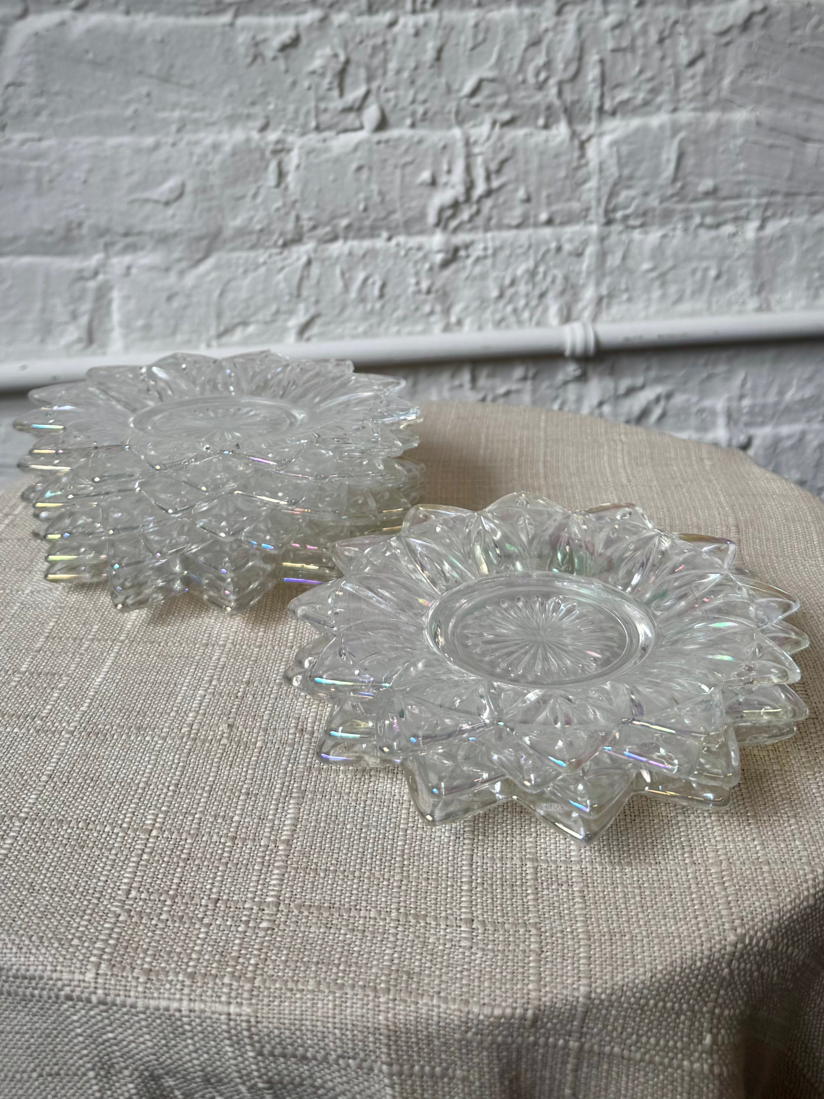 Vintage Federal Glass Pressed Petal Iridescent Plates