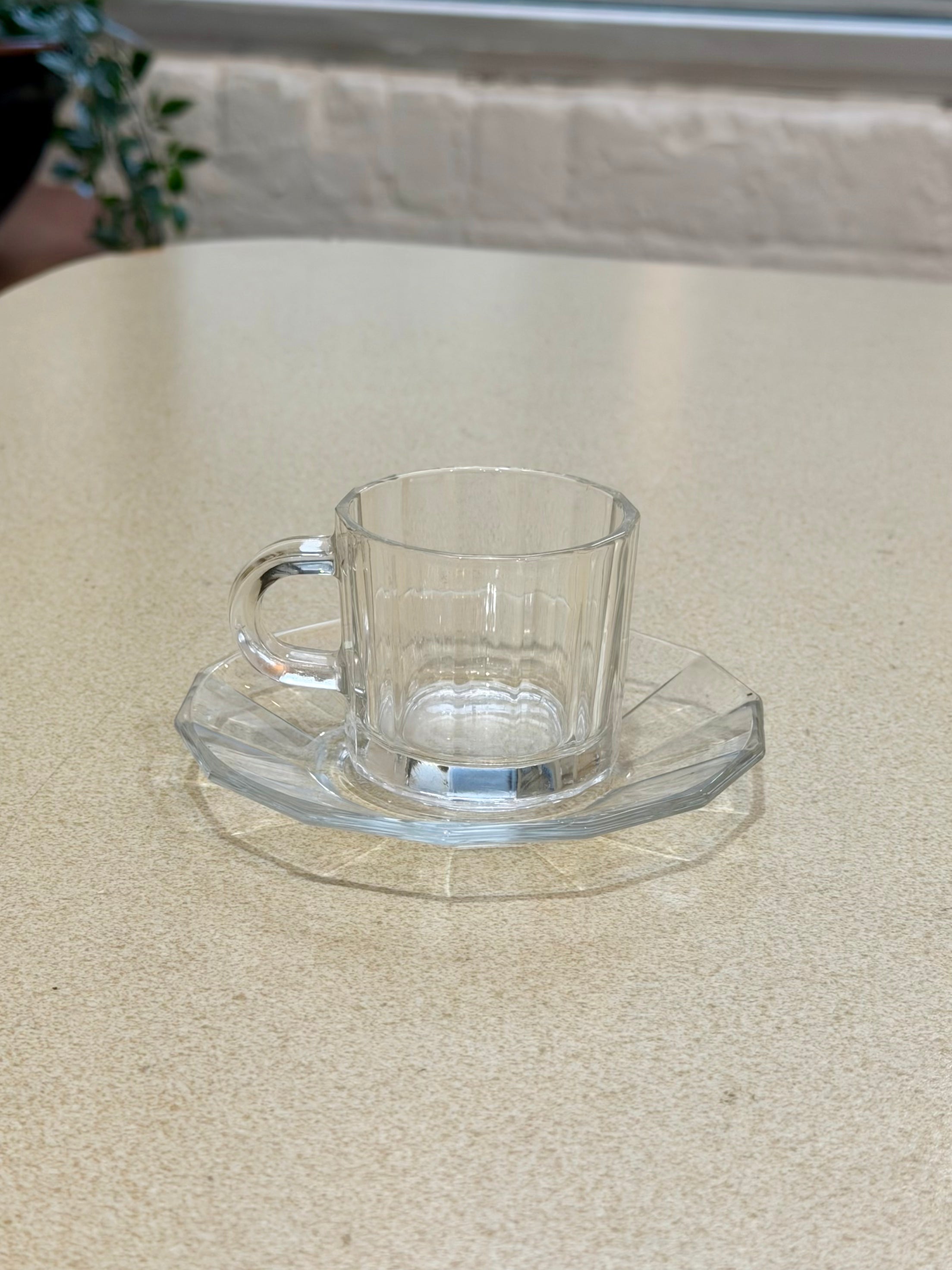 Bormioli Rocco Oxford Clear Glass Demitasse Espresso Cup and Saucer Set