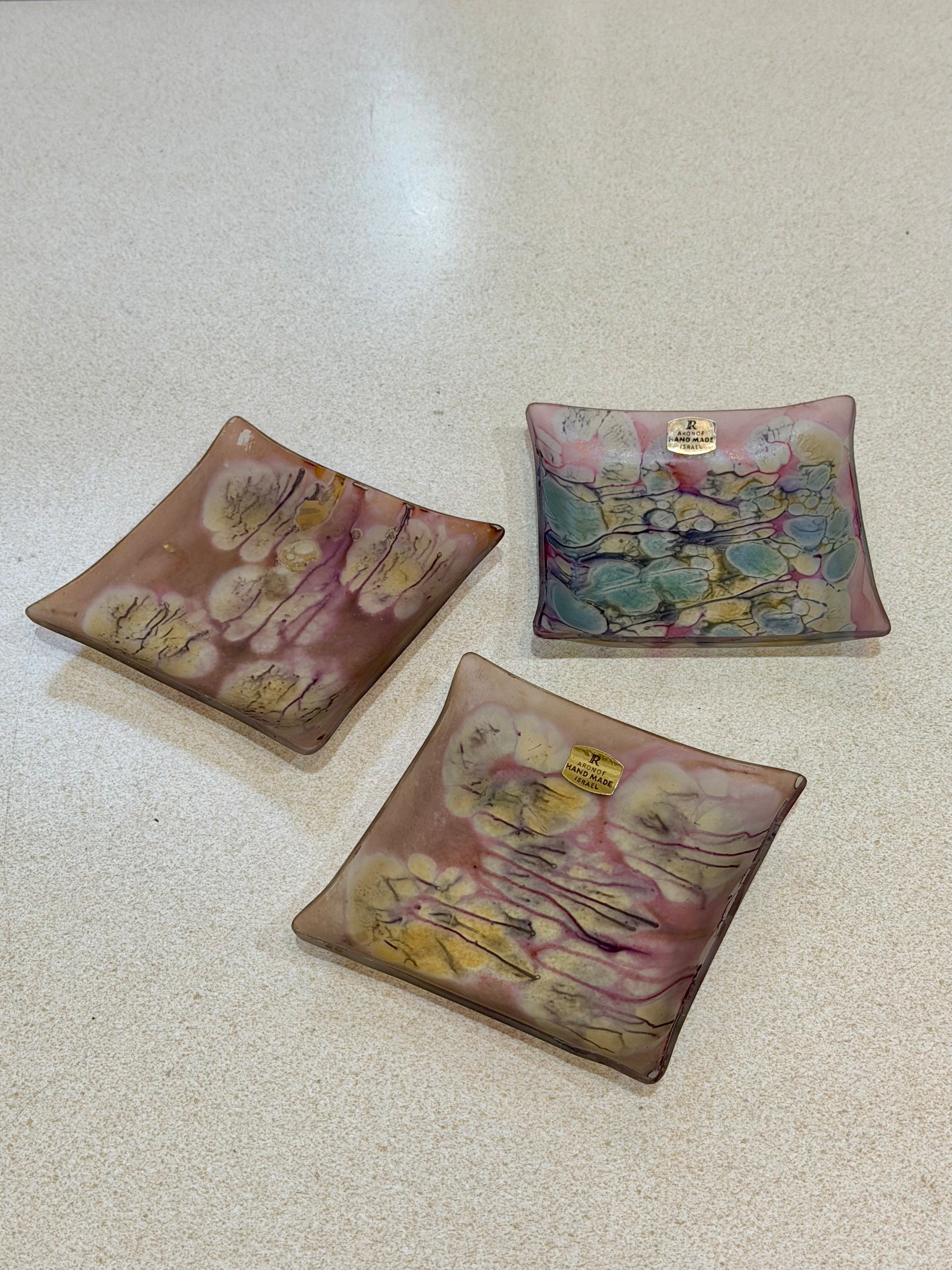 Hand Painted Art Glass Trinket Dish