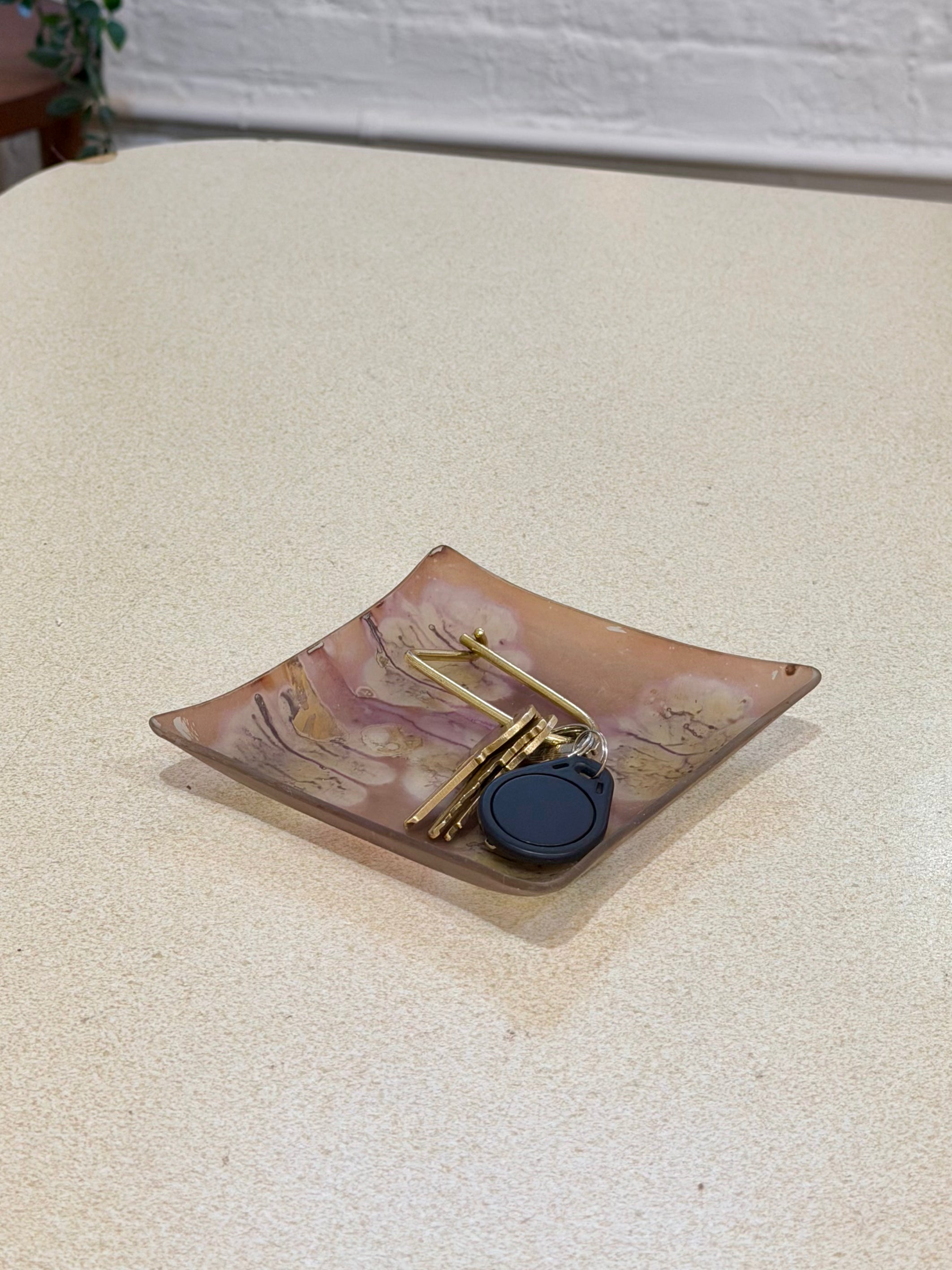 Hand Painted Art Glass Trinket Dish