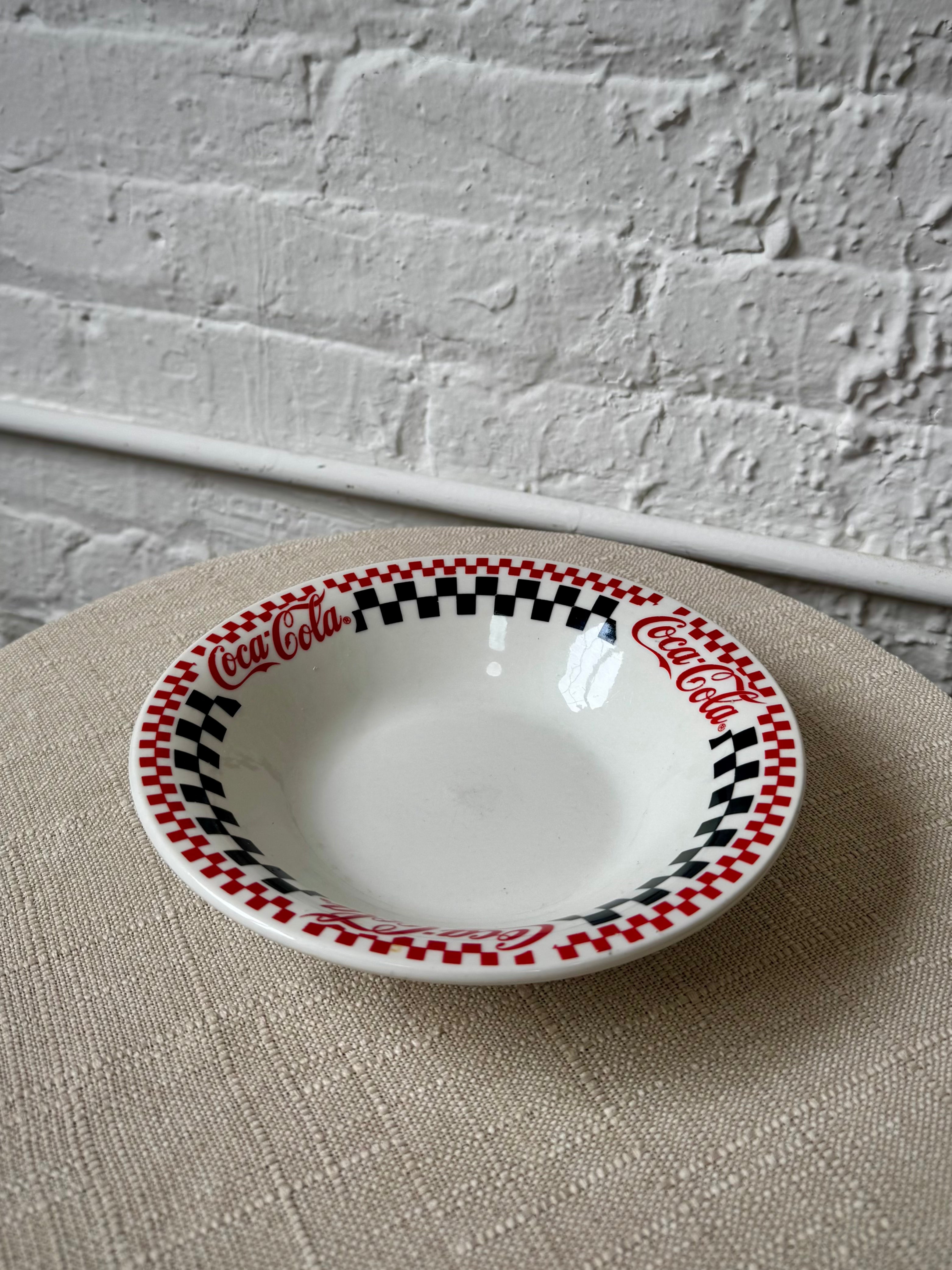 Vintage Coca Cola Checkered Ceramic Soup Bowl