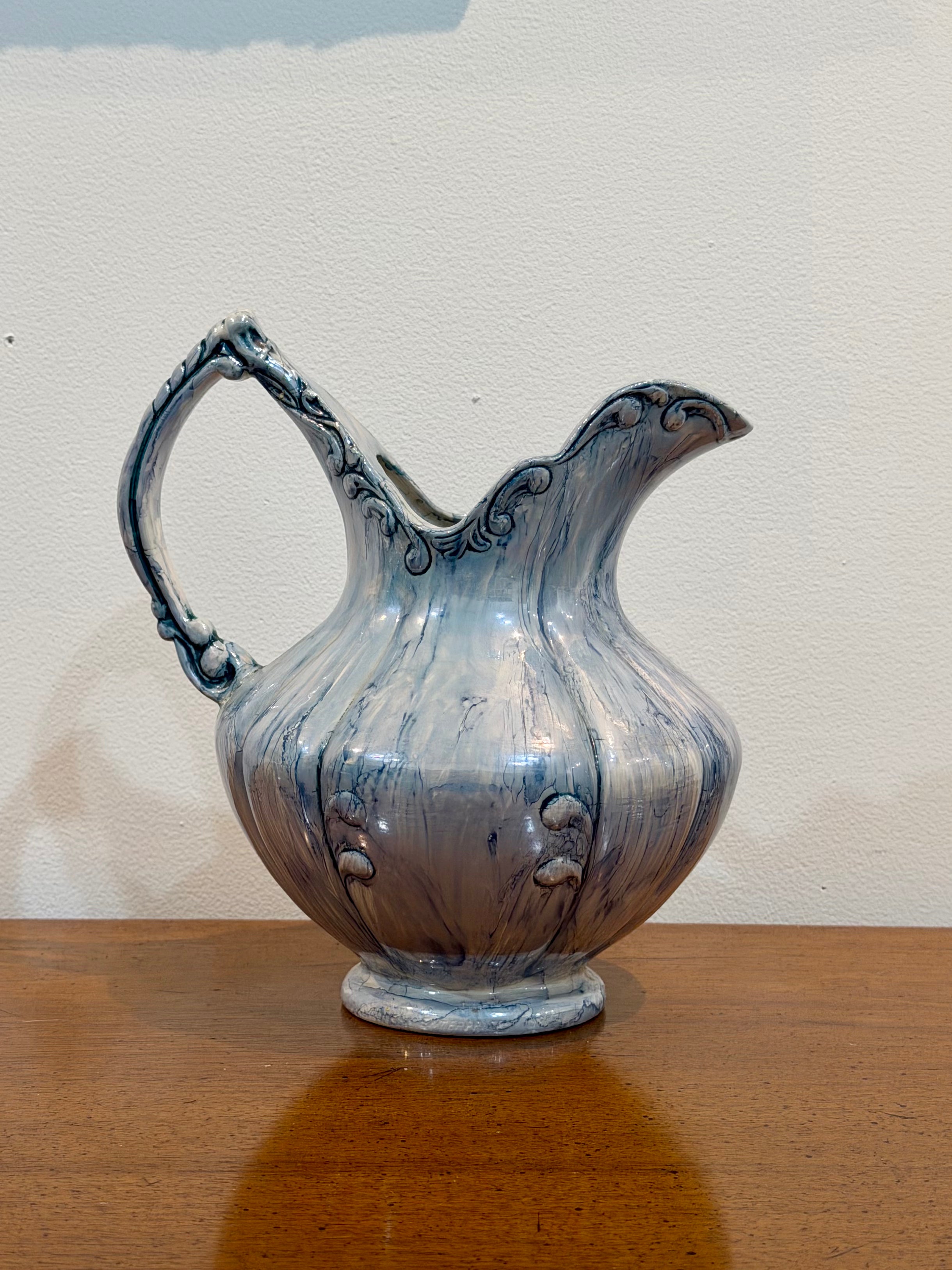 Blue Marble Glazed Porcelain Pitcher