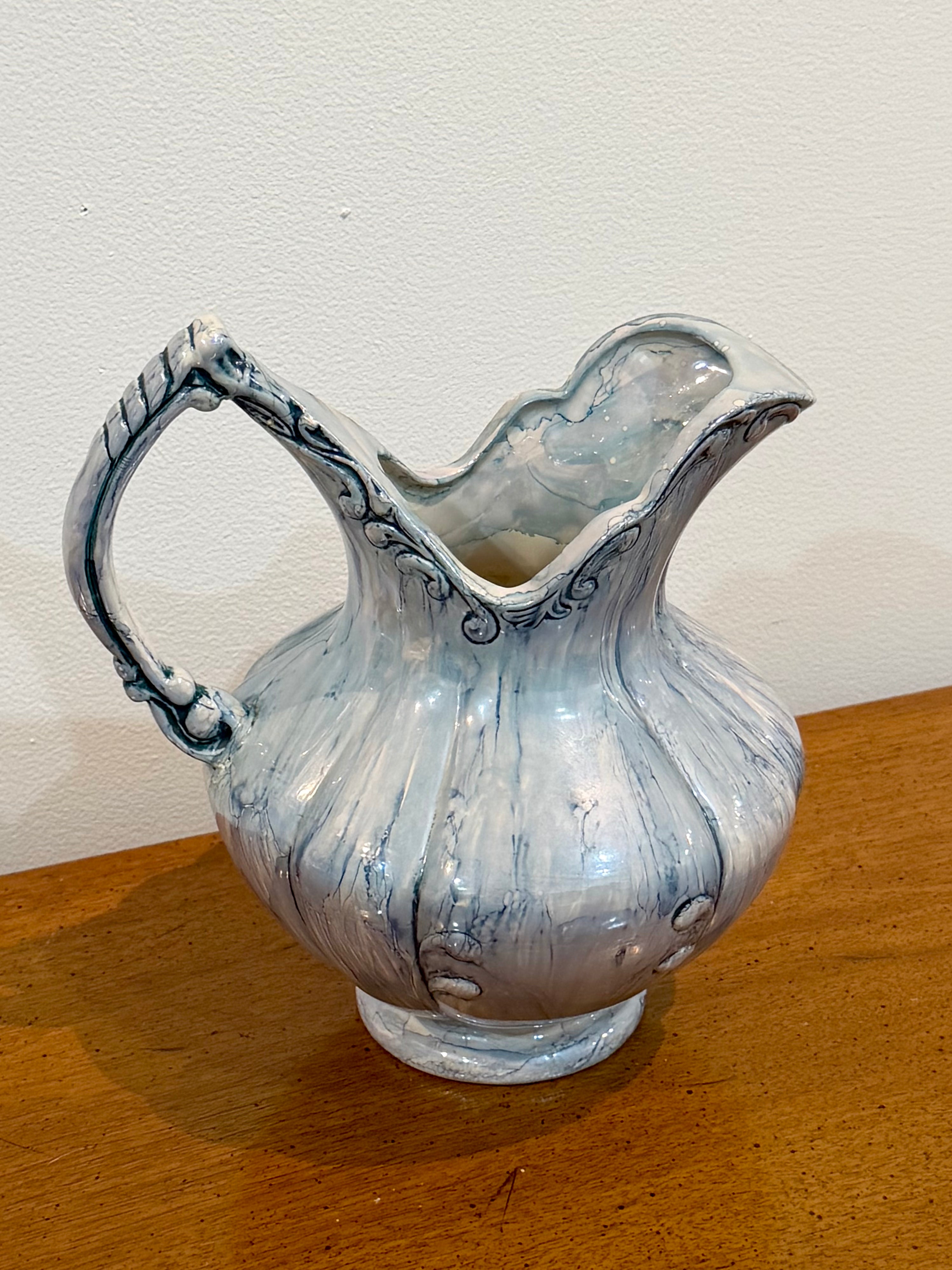 Blue Marble Glazed Porcelain Pitcher