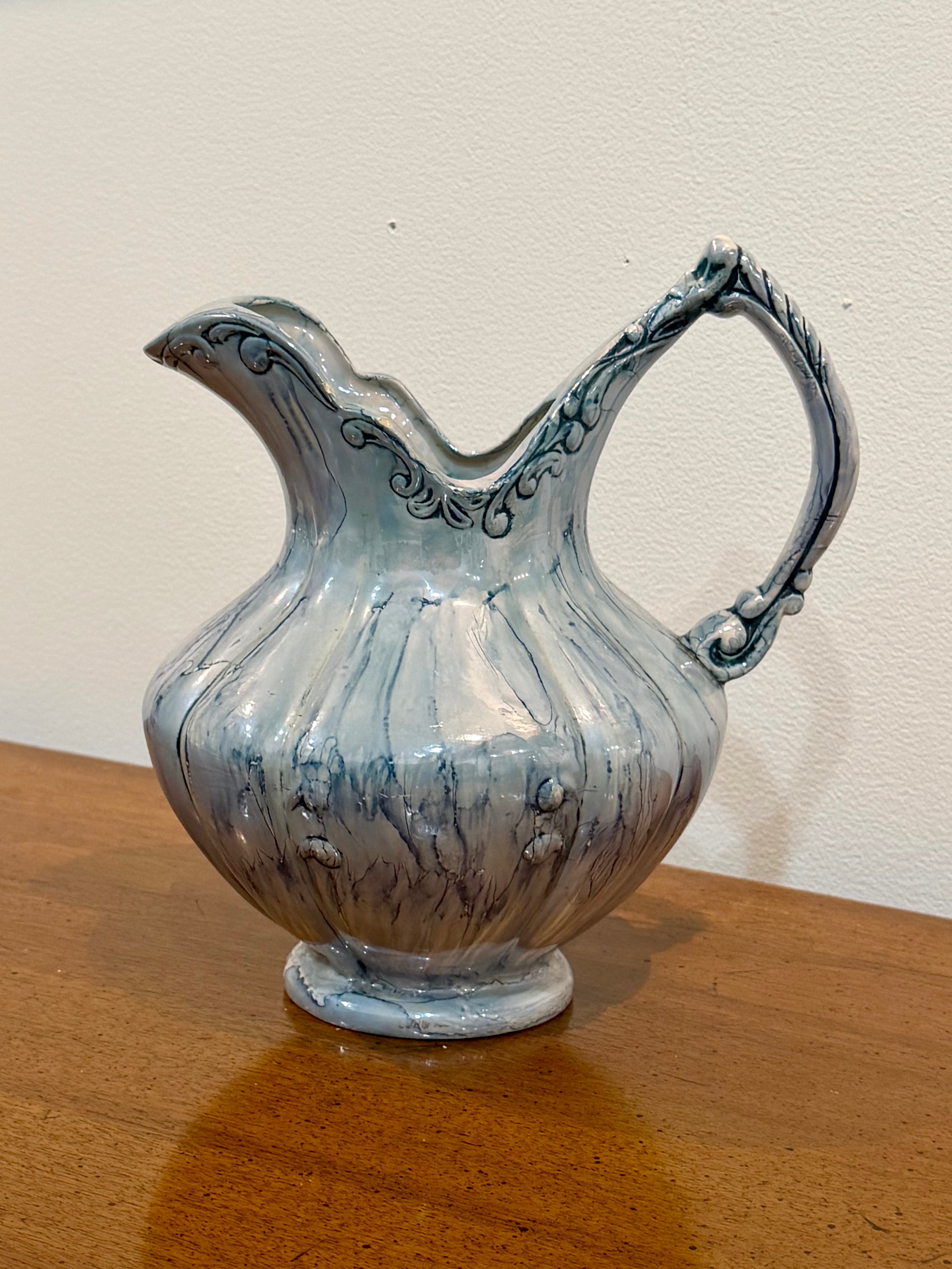 Blue Marble Glazed Porcelain Pitcher