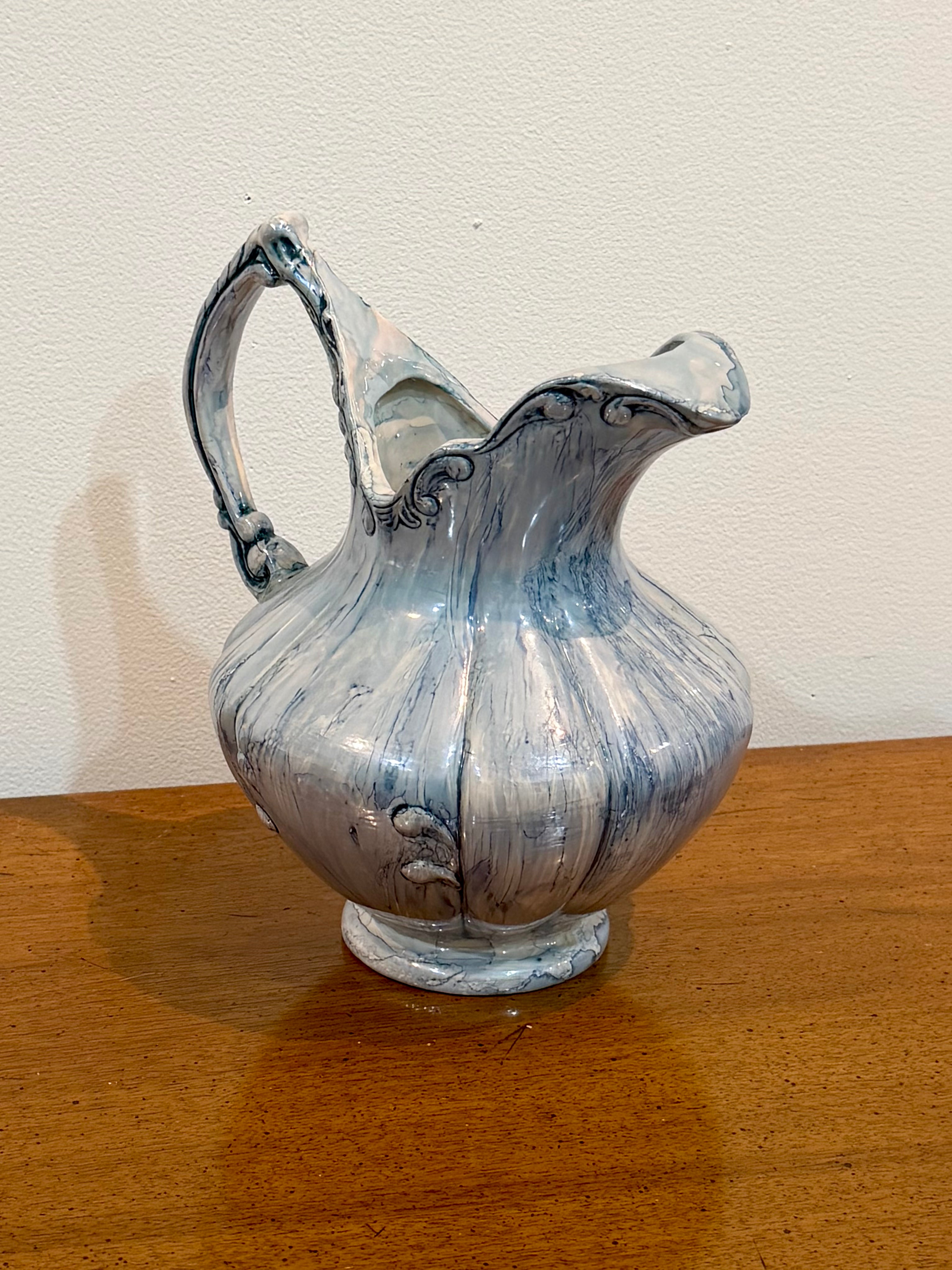 Blue Marble Glazed Porcelain Pitcher