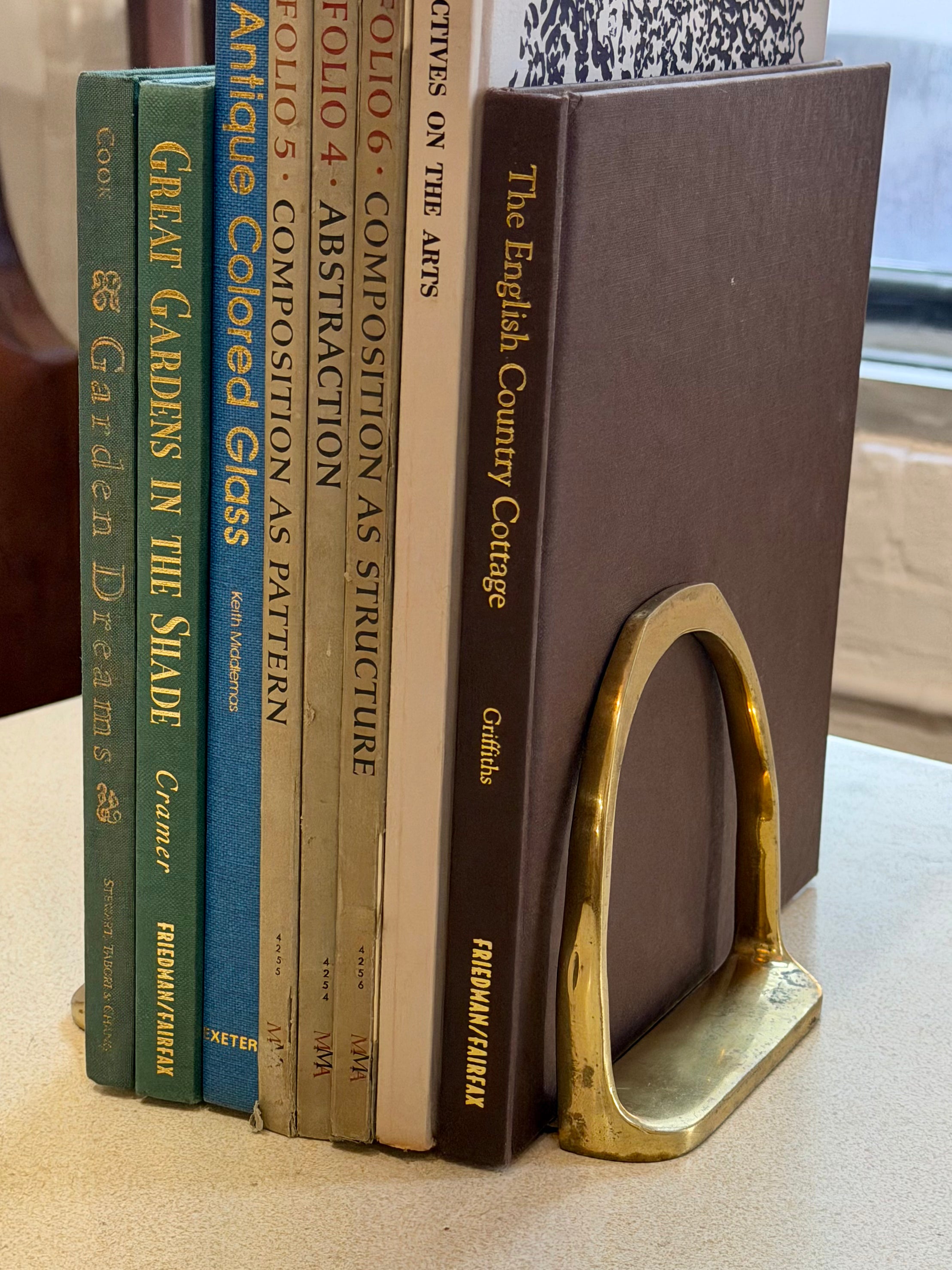 Pair of Solid Brass Equestrian Saddle Stirrup Bookends