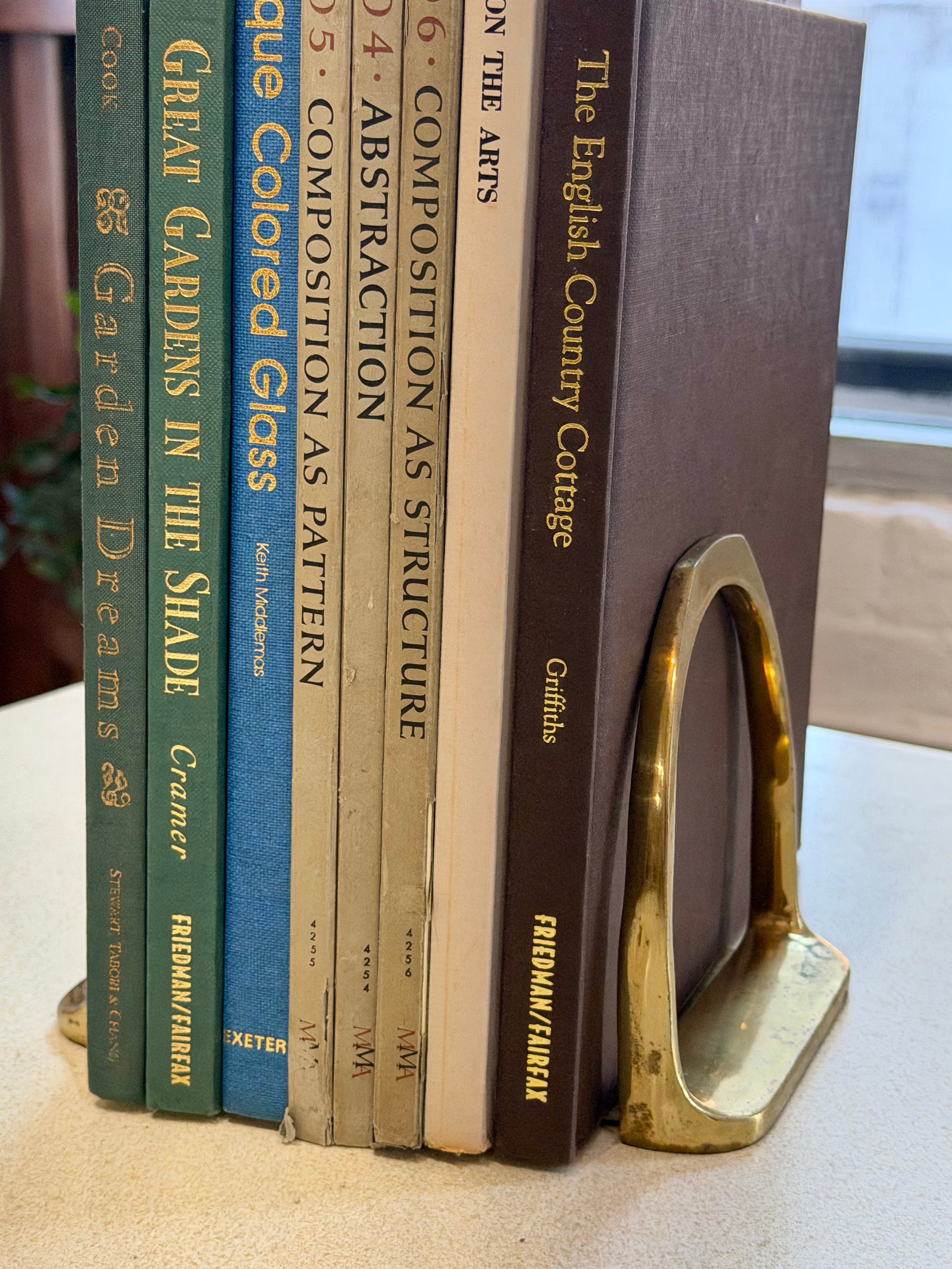 Pair of Solid Brass Equestrian Saddle Stirrup Bookends