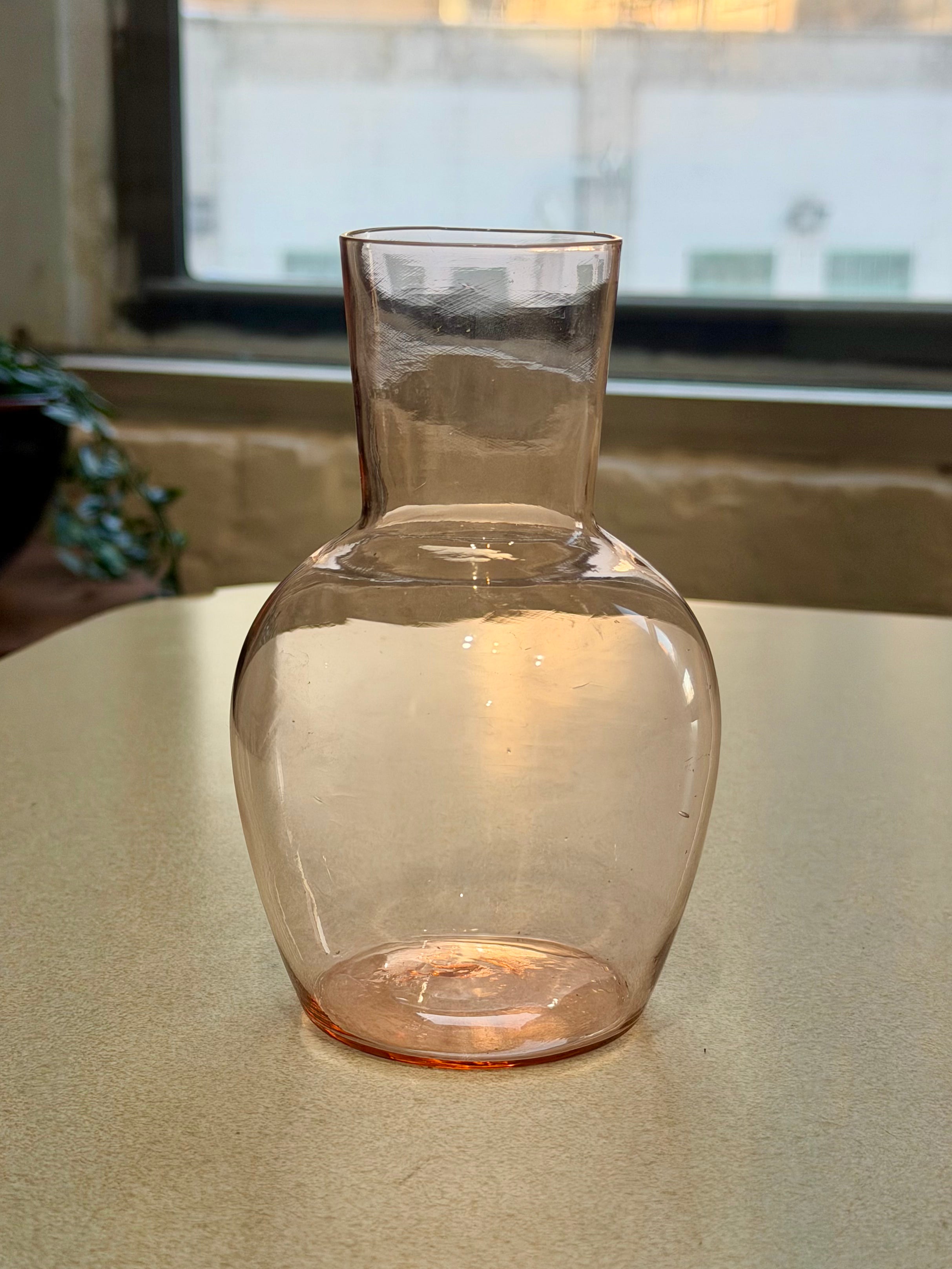 Pink Glass Bedside Water Carafe and Tumbler Set