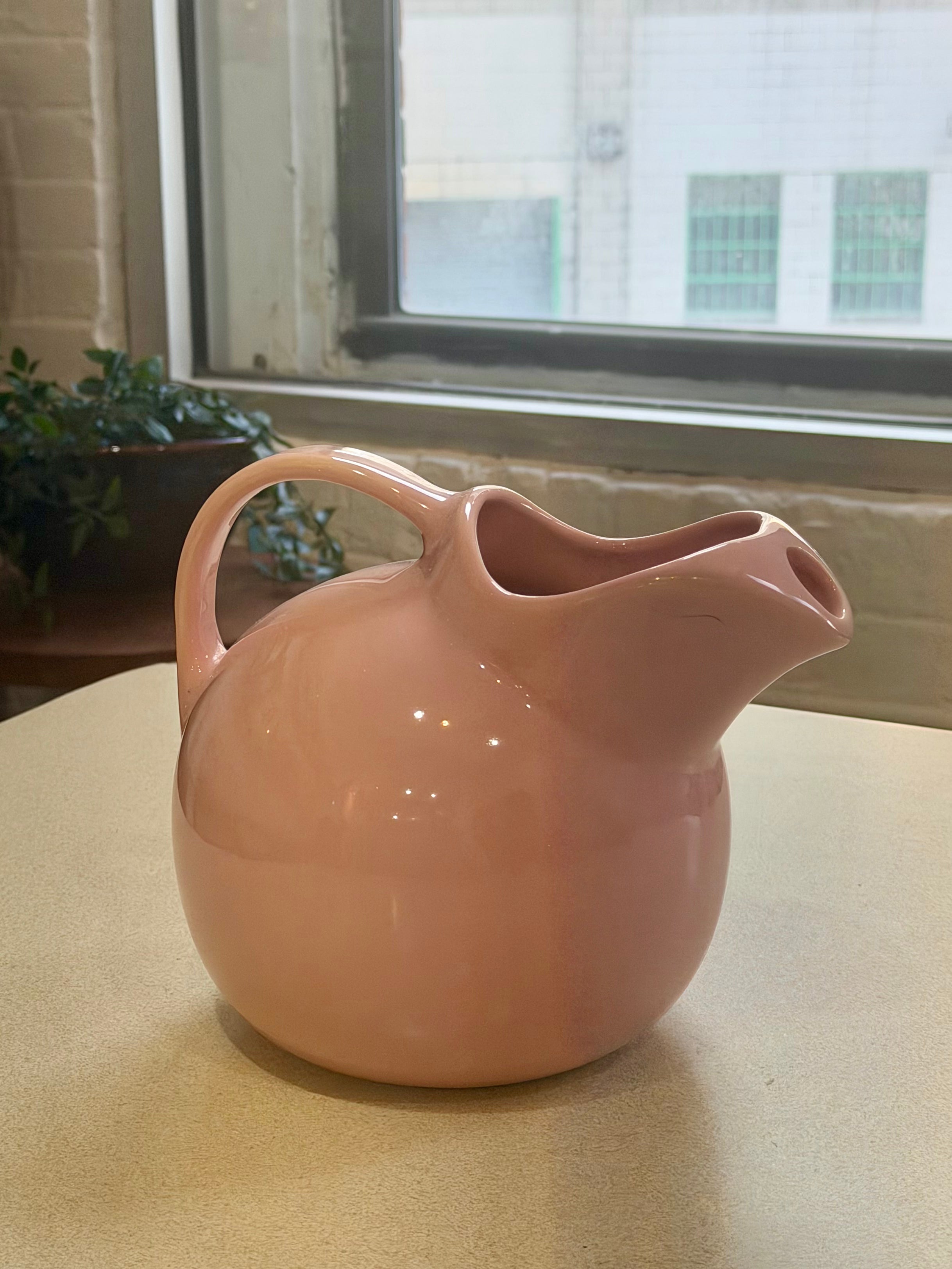 Pink Ceramic Ball Jug Pitcher