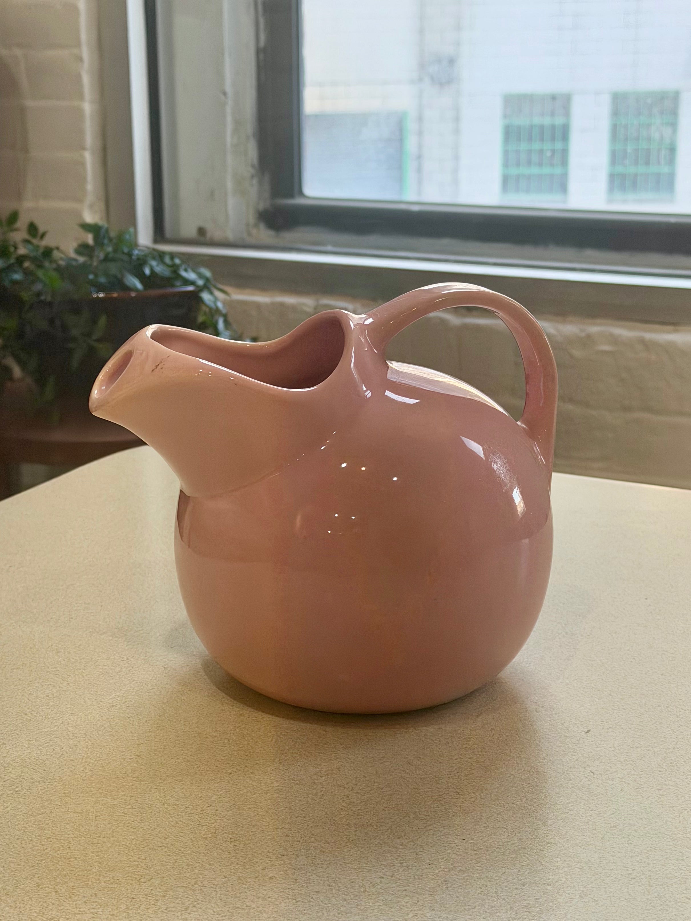 Pink Ceramic Ball Jug Pitcher