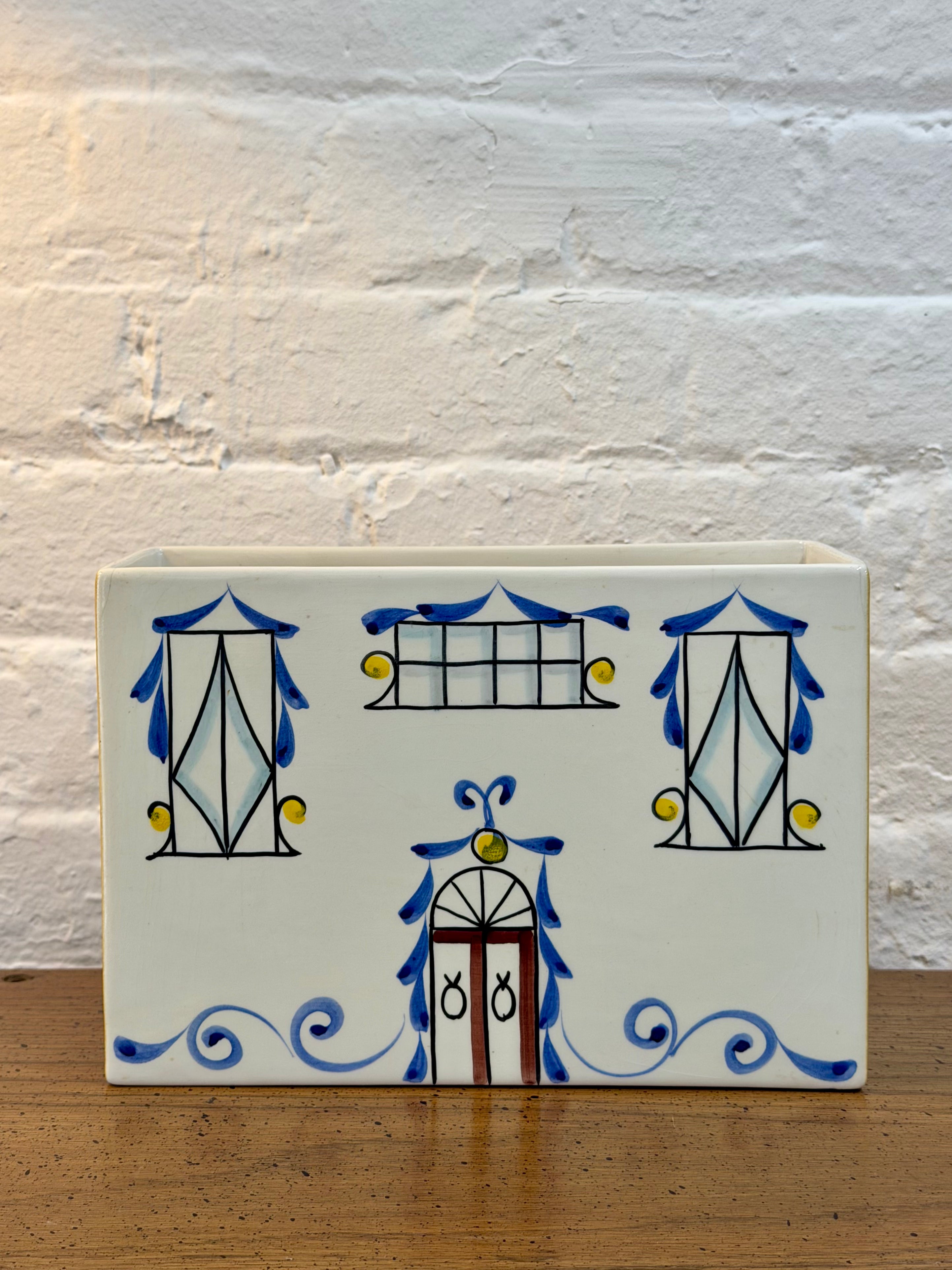 Italian Ceramic Hand Painted House Planter