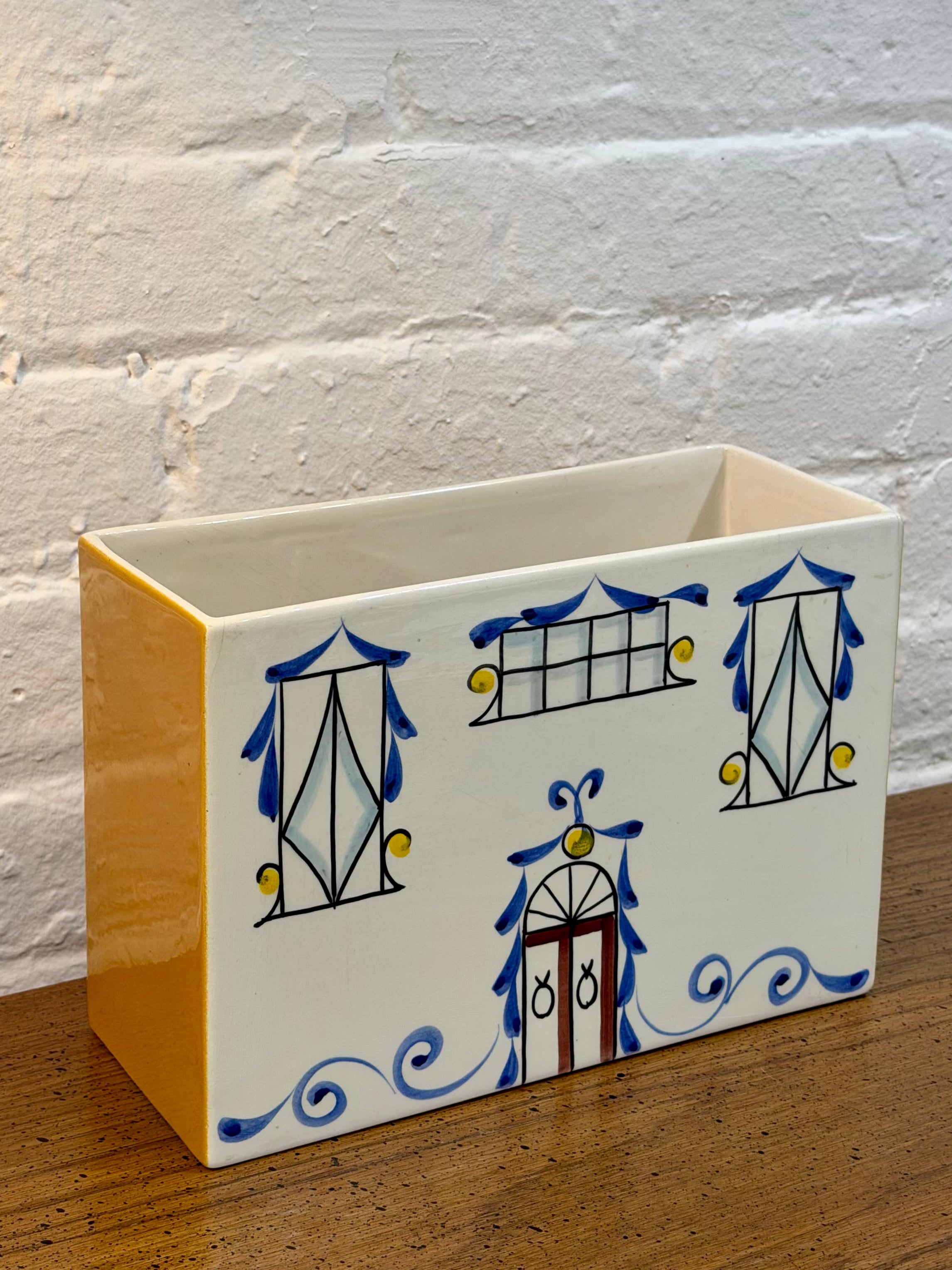 Italian Ceramic Hand Painted House Planter