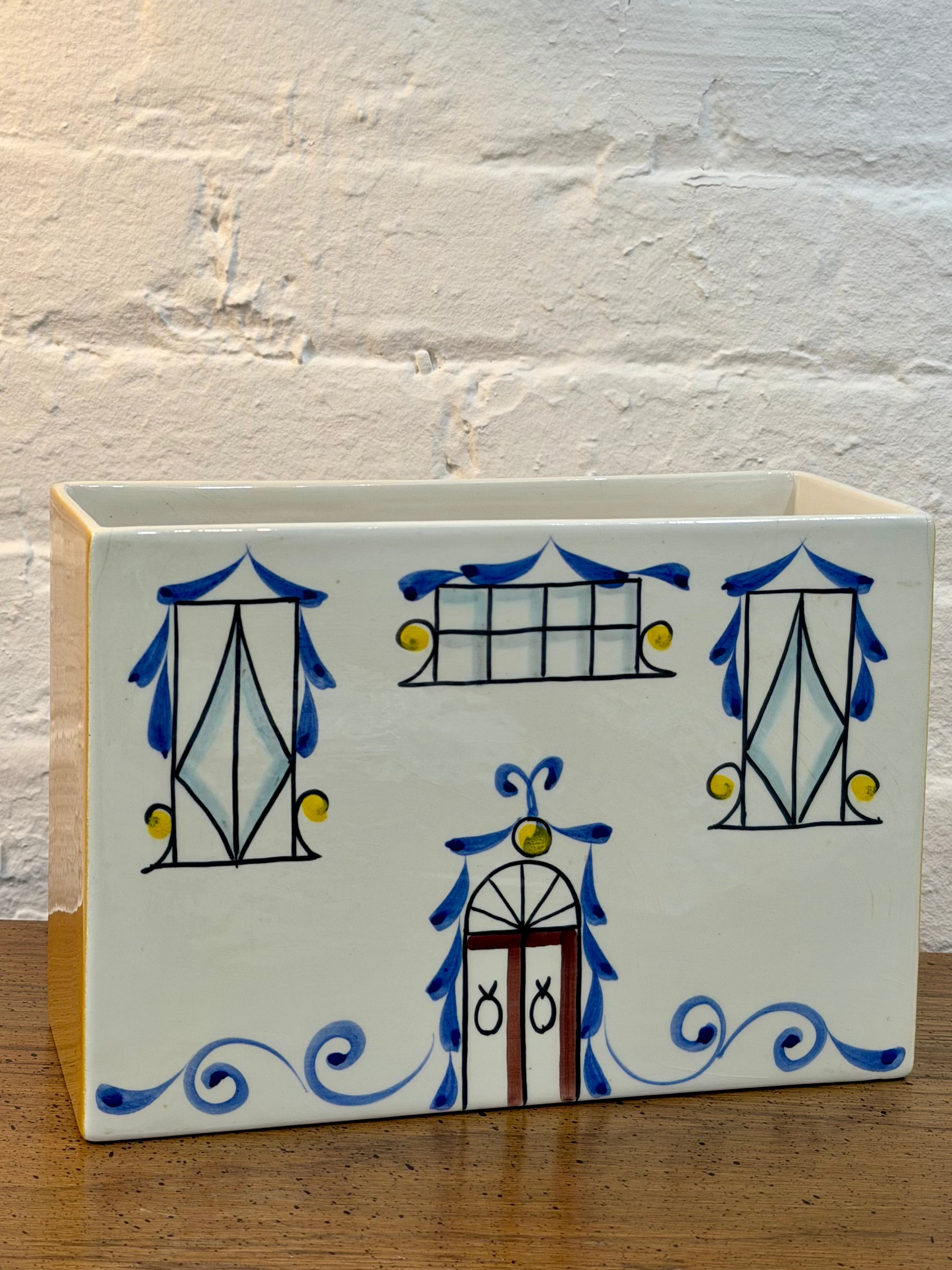 Italian Ceramic Hand Painted House Planter