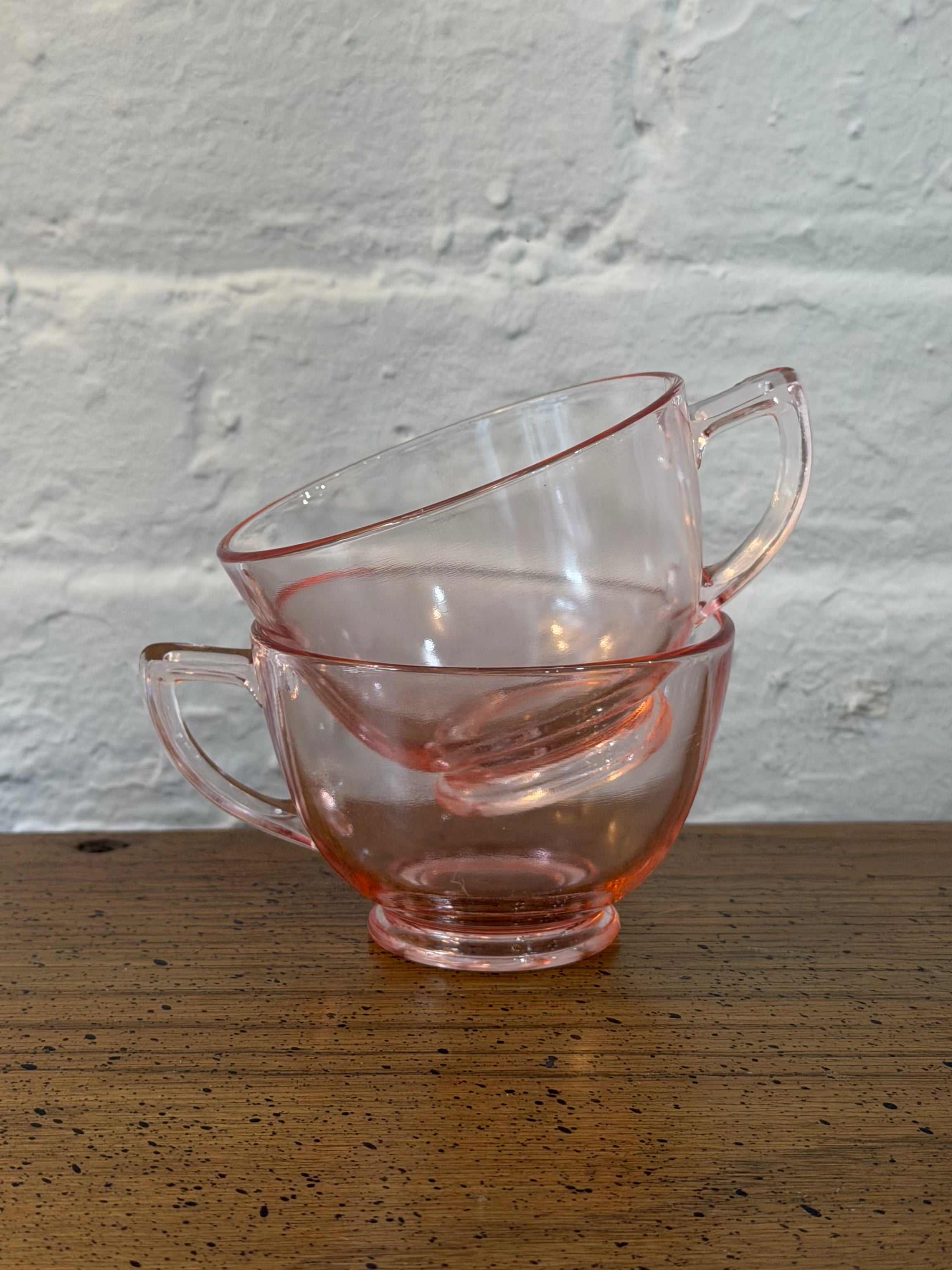 Depression Era Pink Glass Teacups