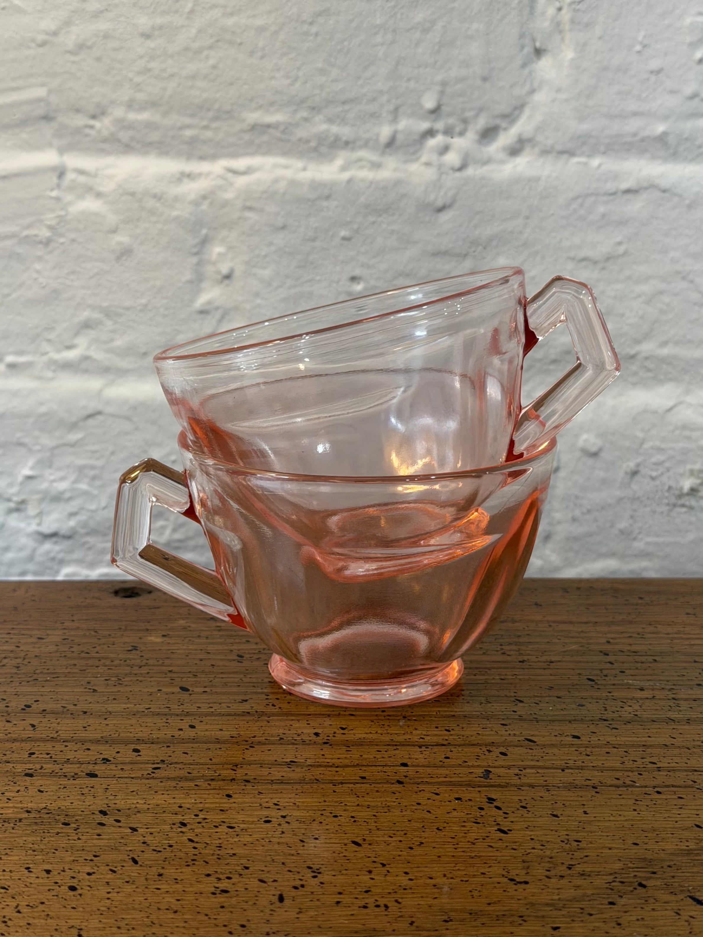 Depression Era Pink Glass Teacups