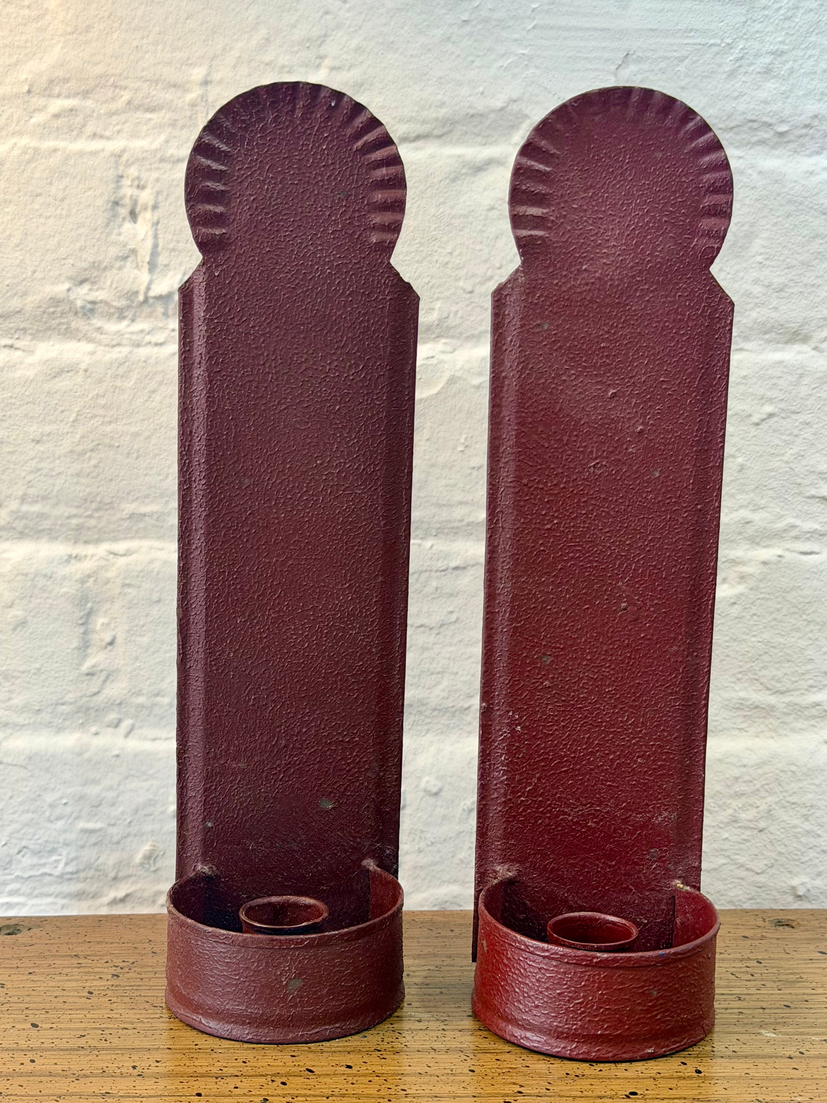 Matte Red Tin Wall Candle Sconces