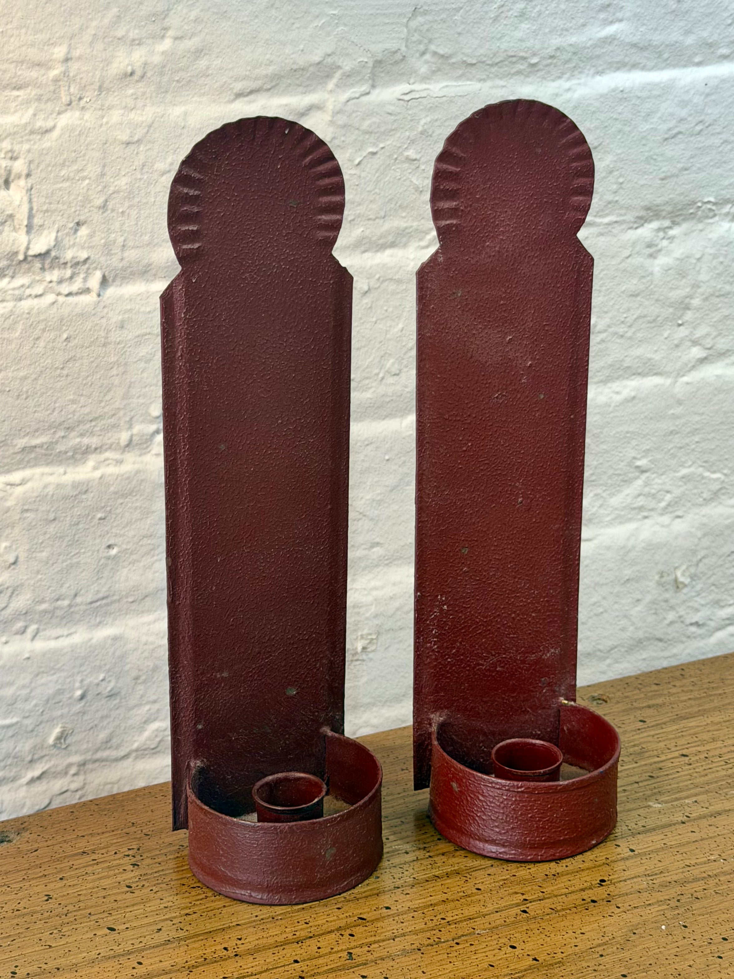 Matte Red Tin Wall Candle Sconces