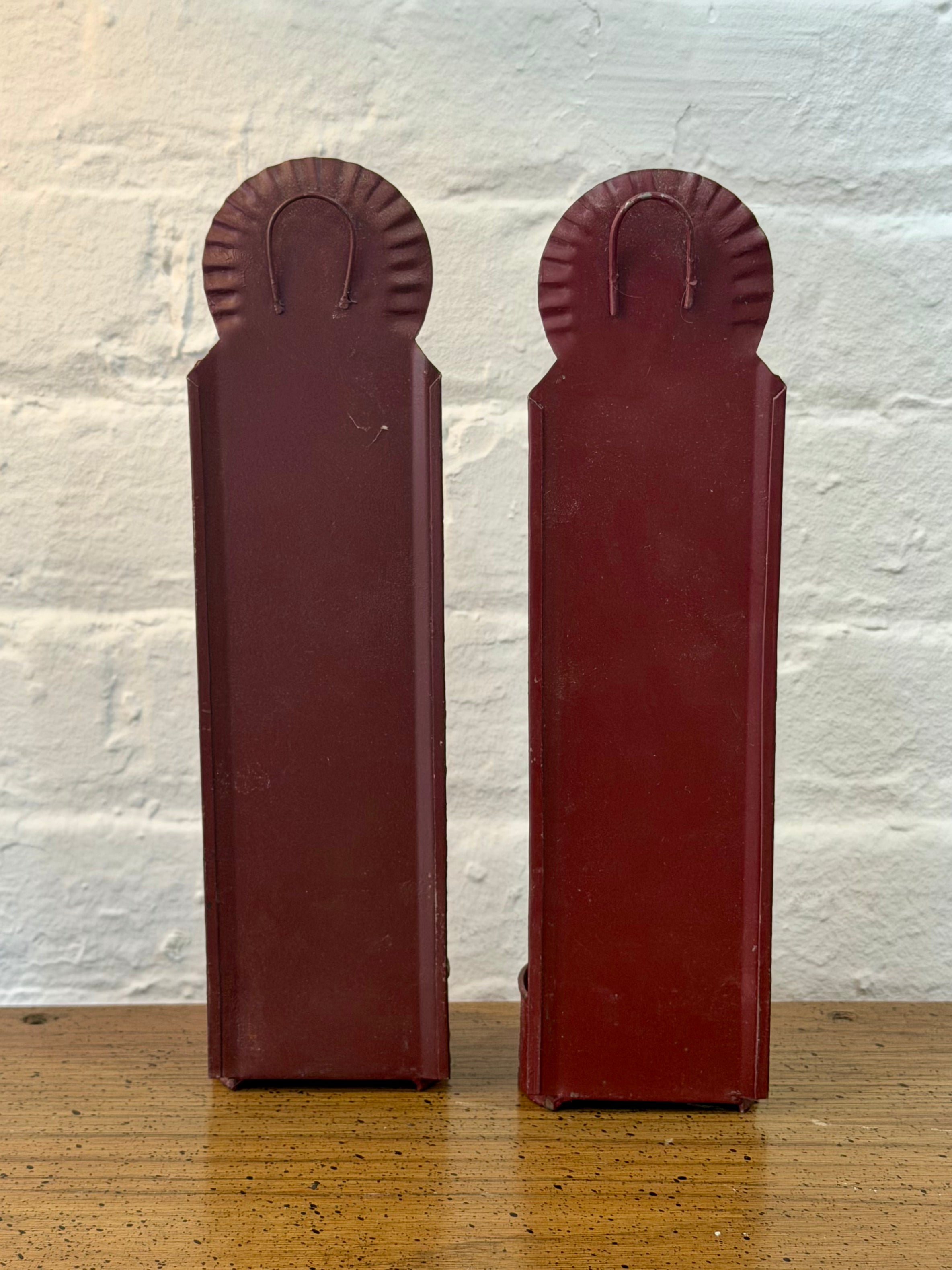 Matte Red Tin Wall Candle Sconces