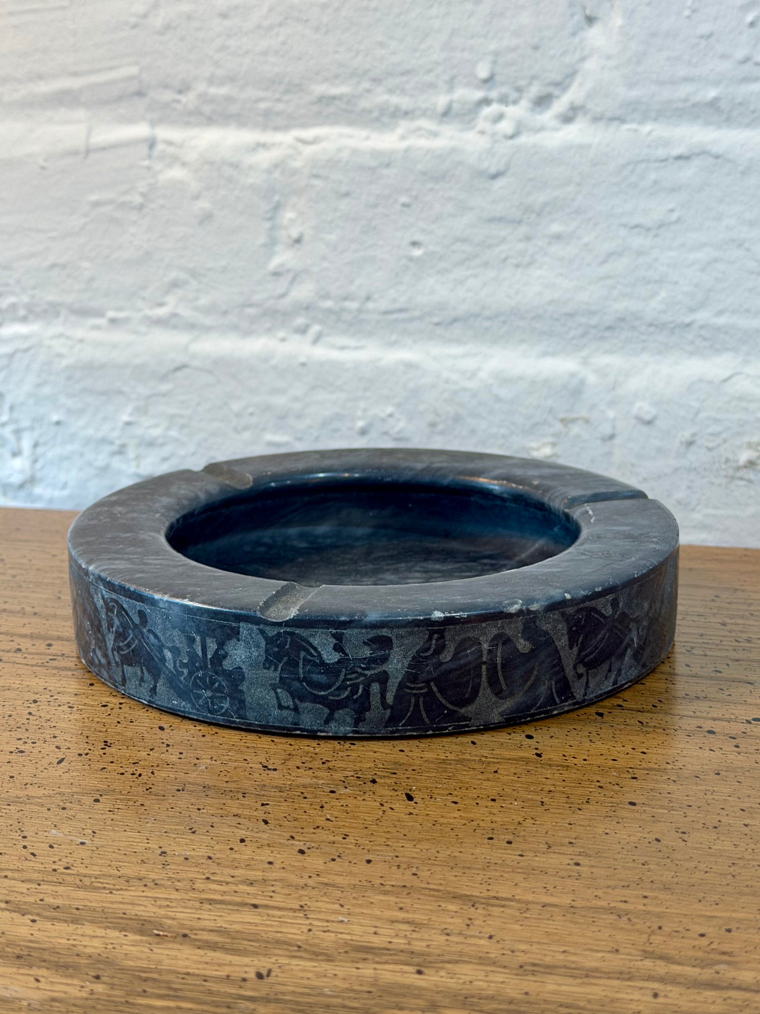 Hand Carved Black Marble Ashtray