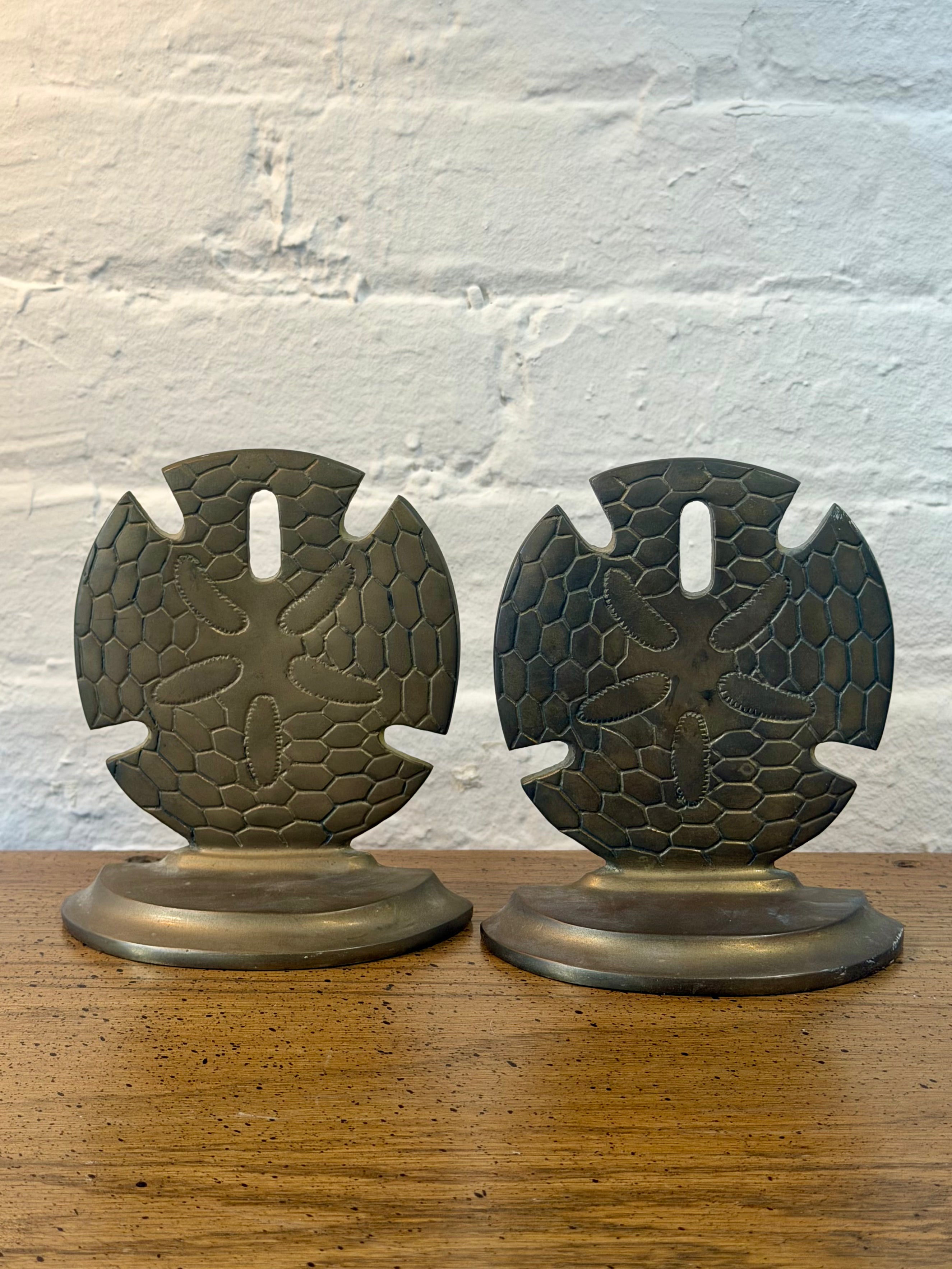 Solid Brass Sand Dollar Bookends