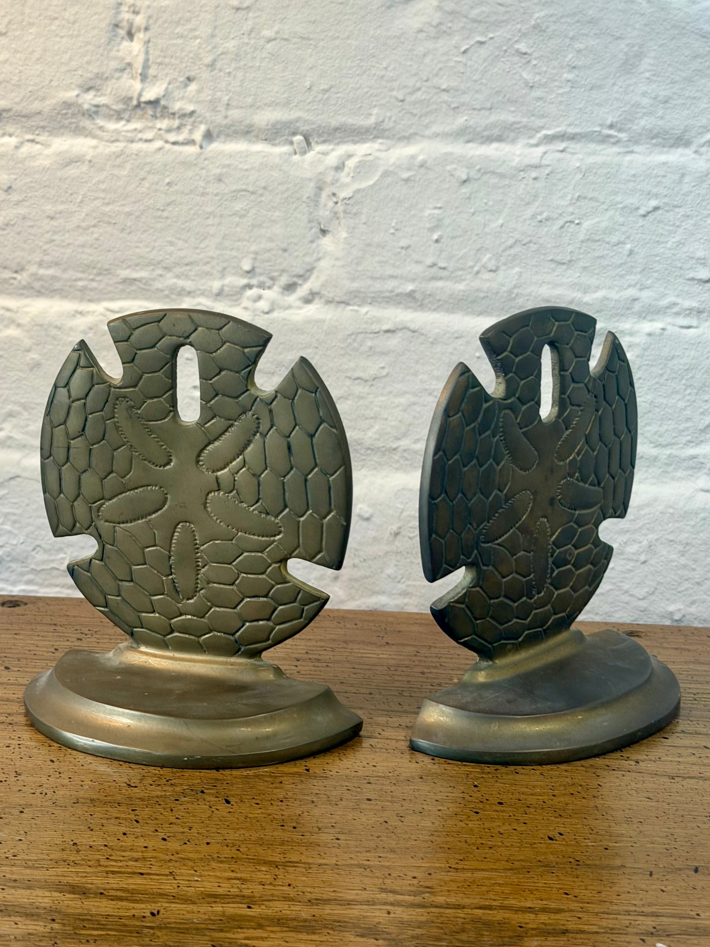 Solid Brass Sand Dollar Bookends
