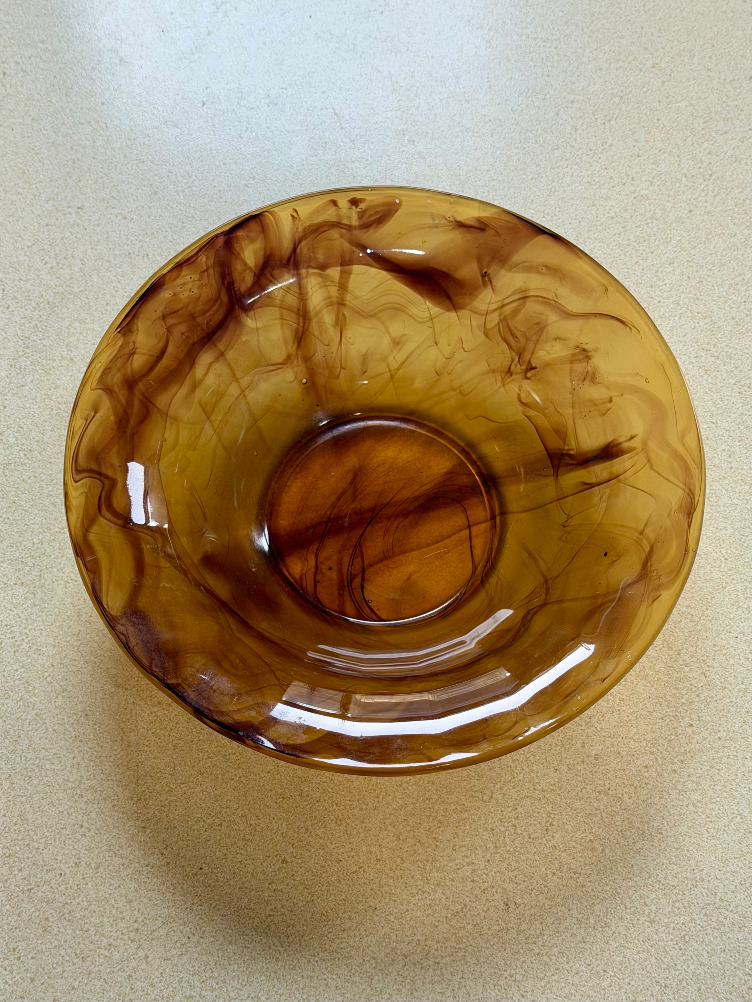Art Deco Amber Cloud Glass Bowl