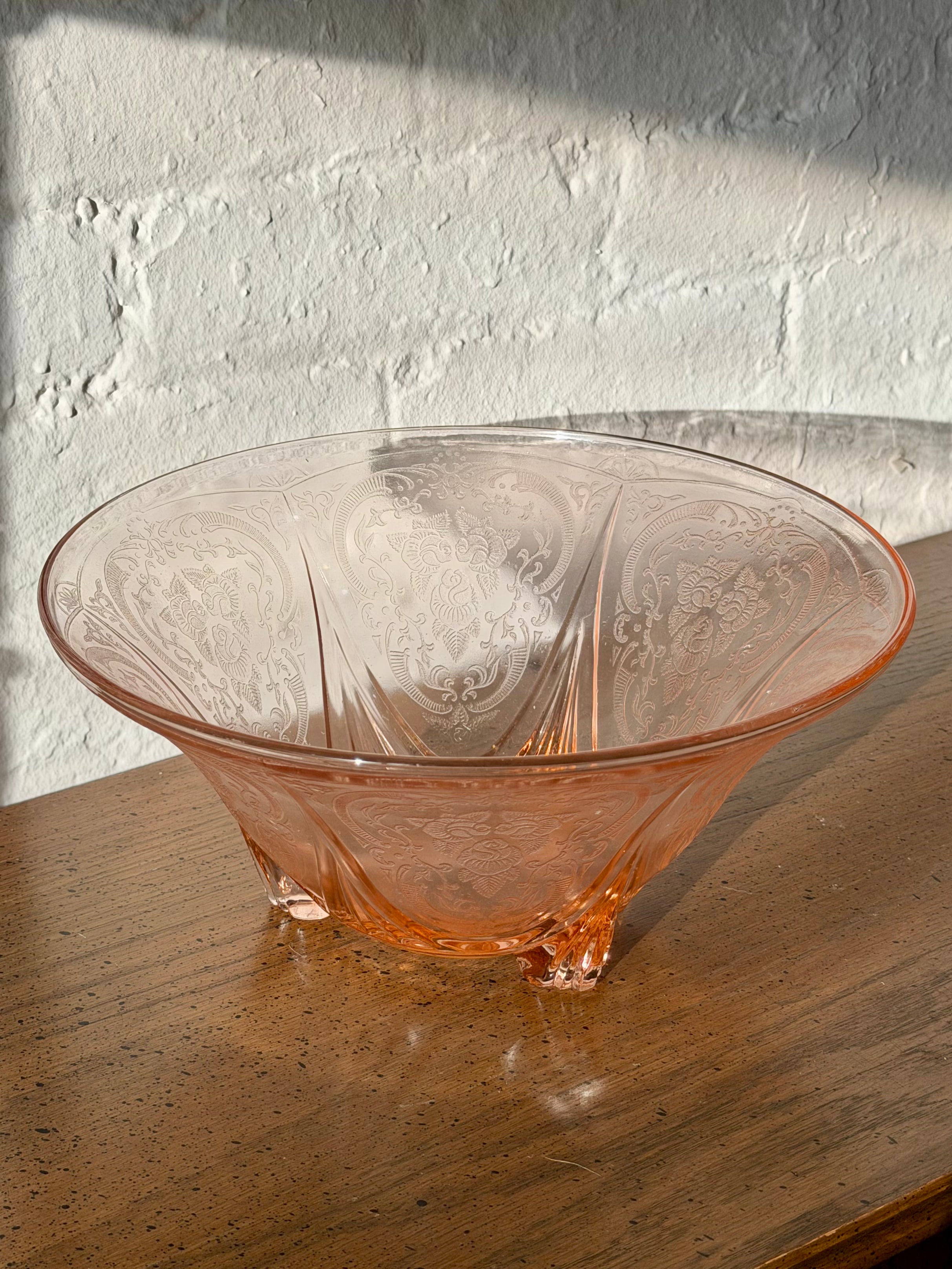 Royal Lace Pink Etched Glass Bowl