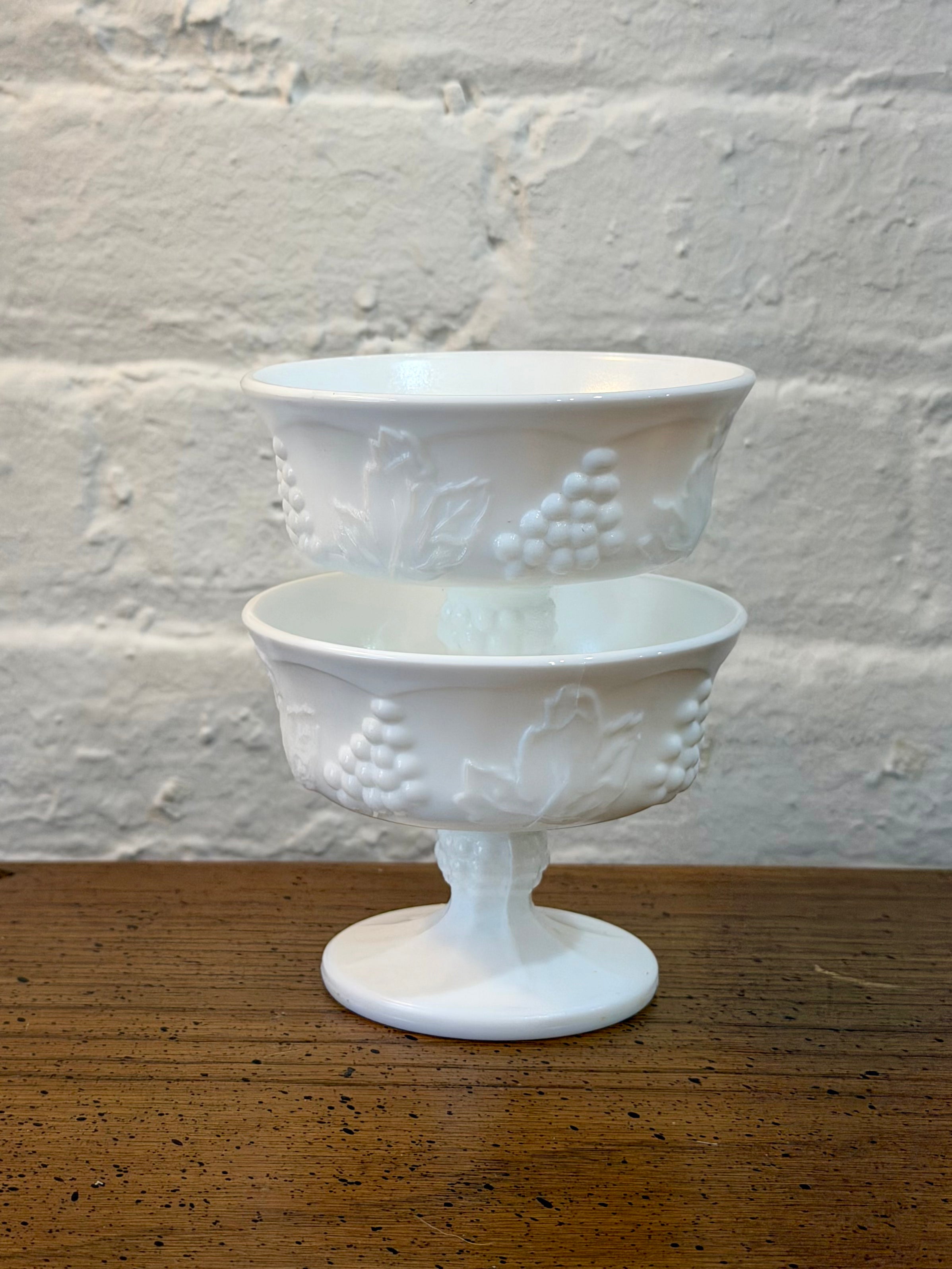 Milk Glass Harvest Grape Dessert Coupes