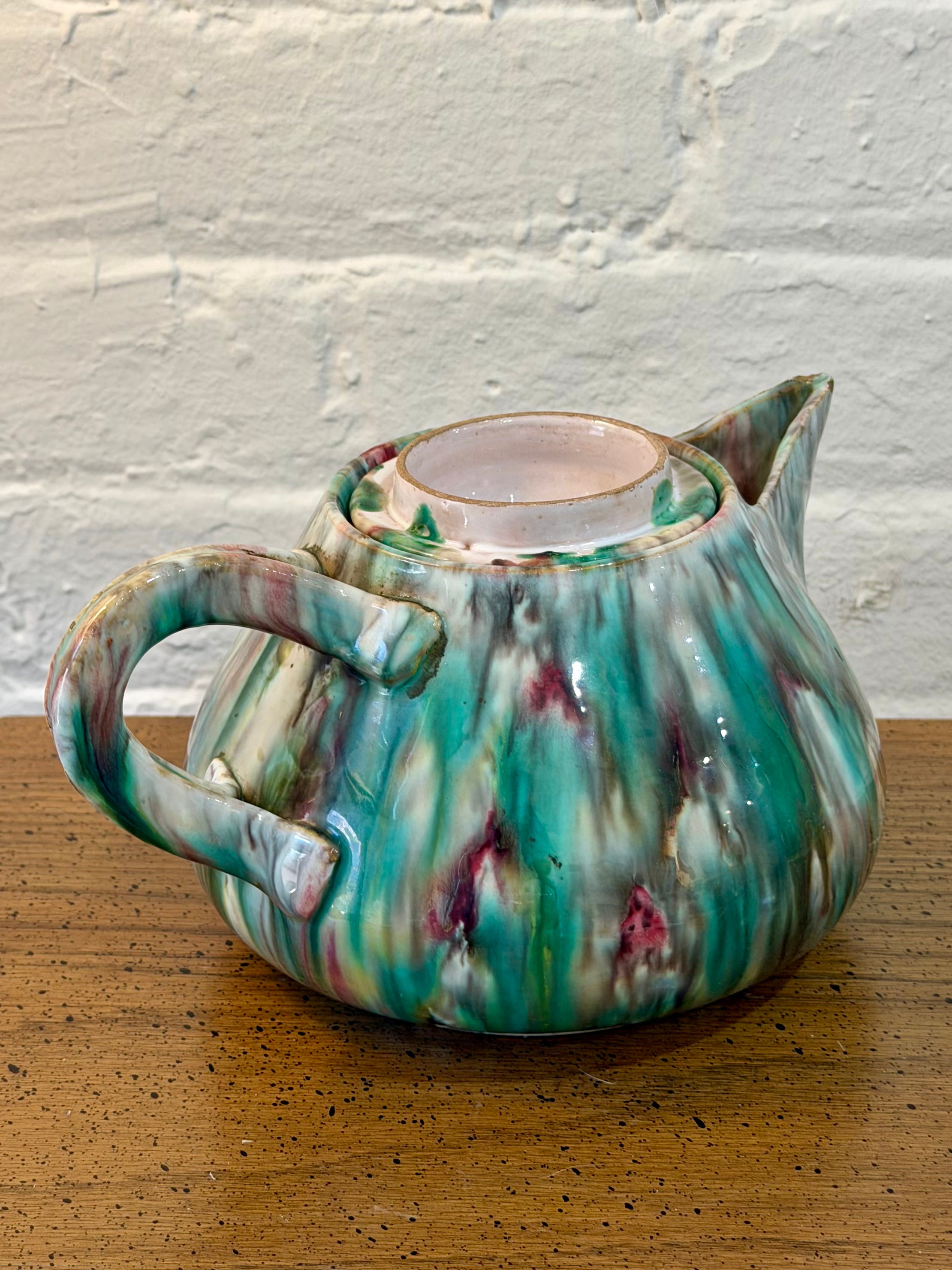 Majolica Ceramic Drip Glaze Teapot