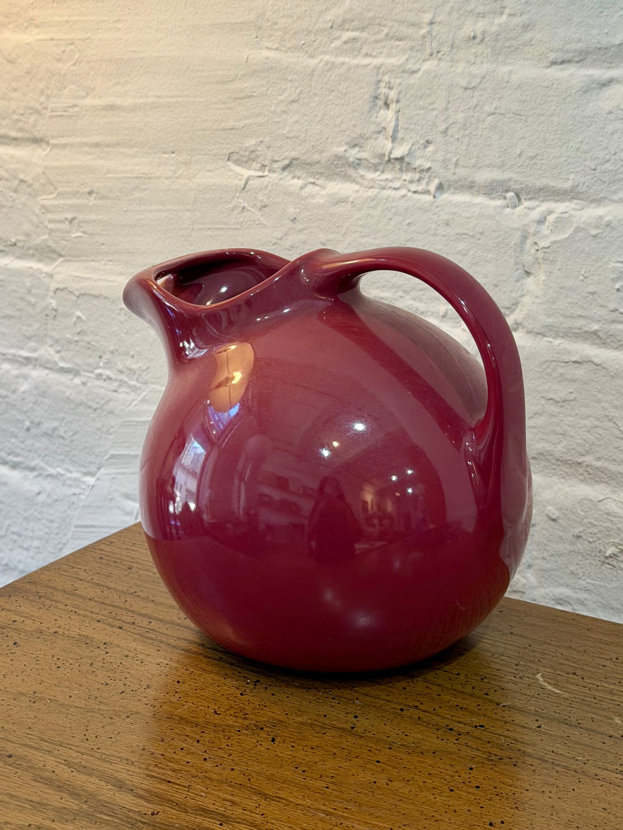Hall Pottery Burgundy Tilted Ball Pitcher