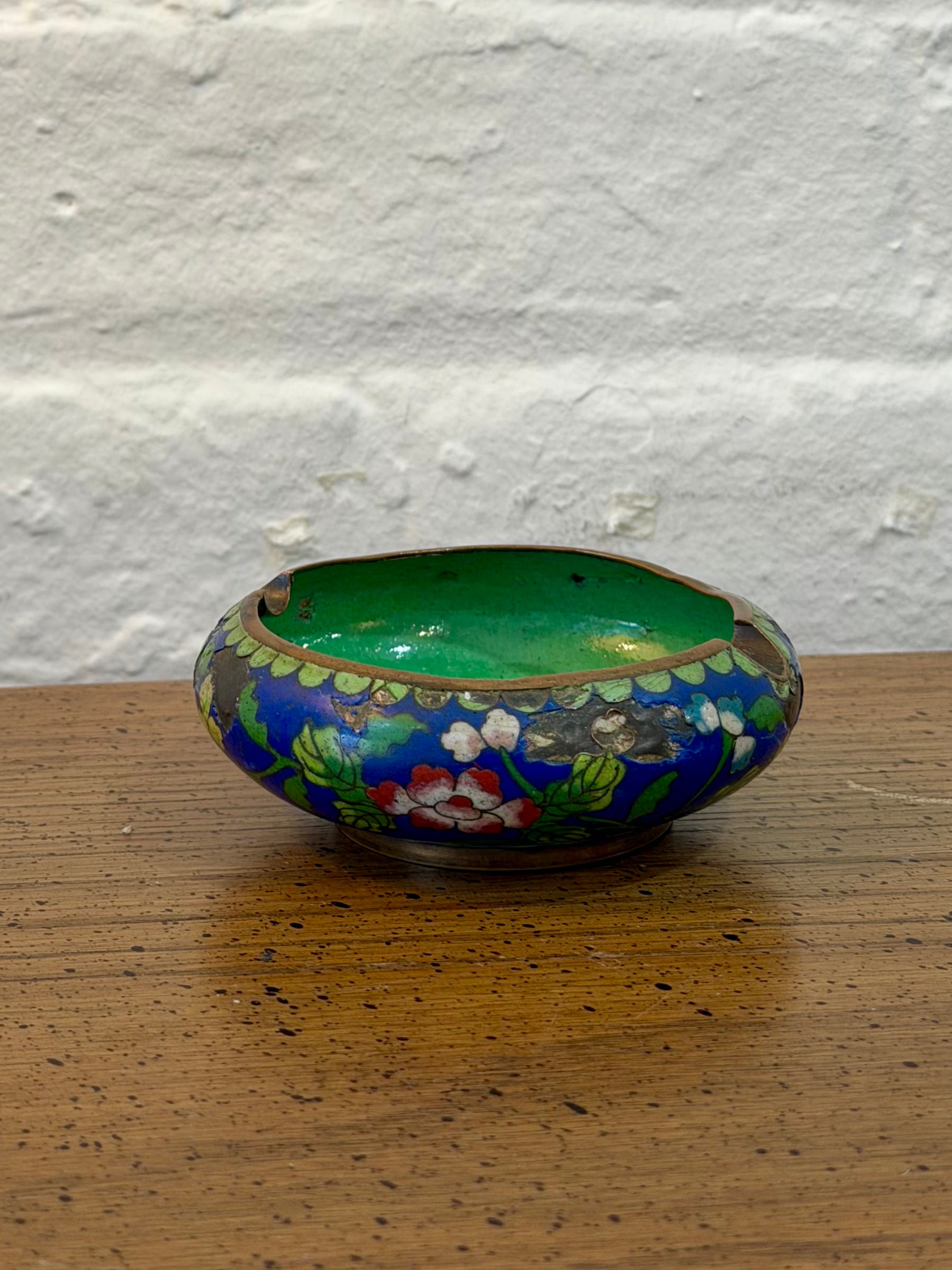 Petite Cloisonné Brass Ashtray