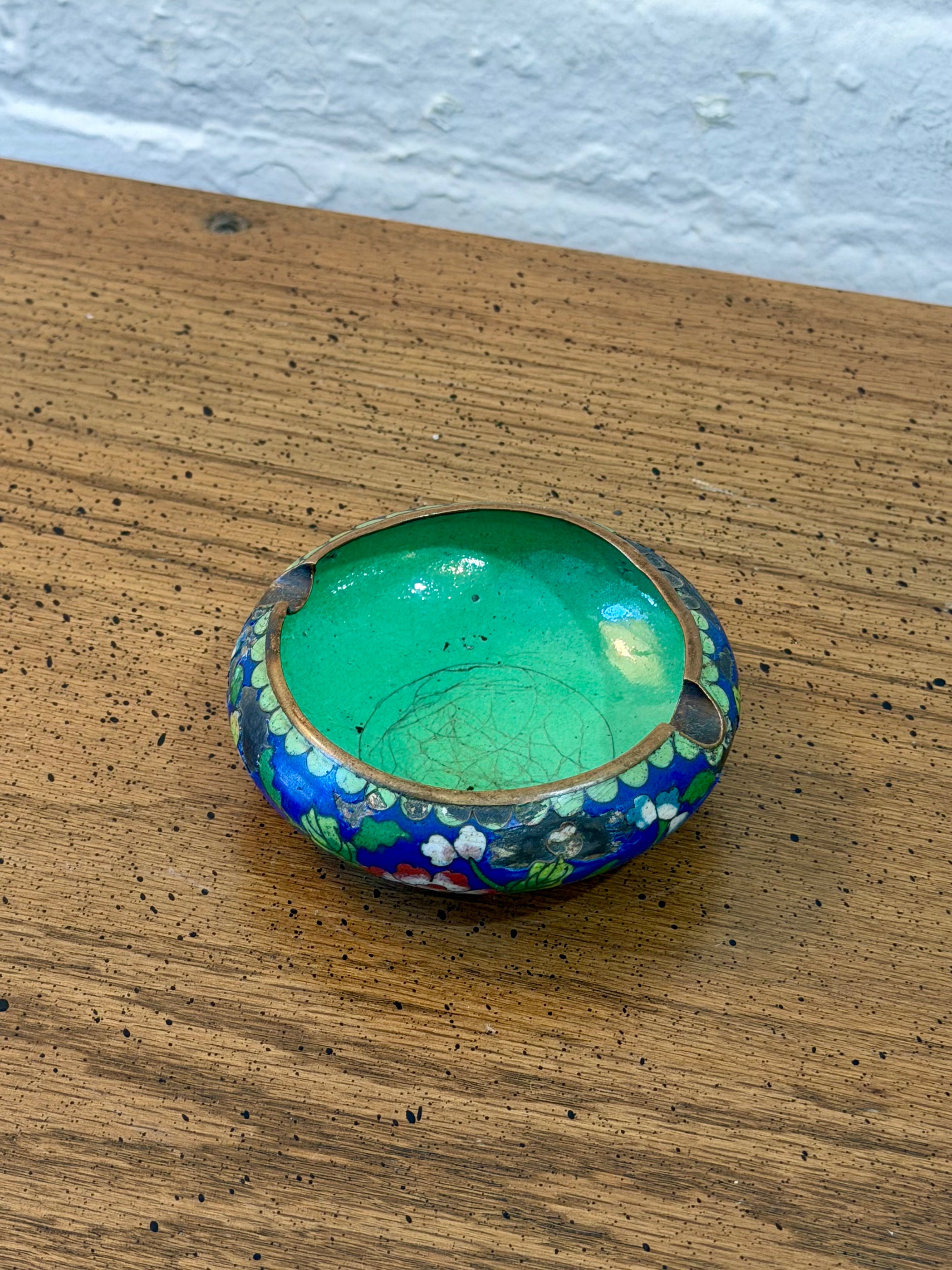 Petite Cloisonné Brass Ashtray
