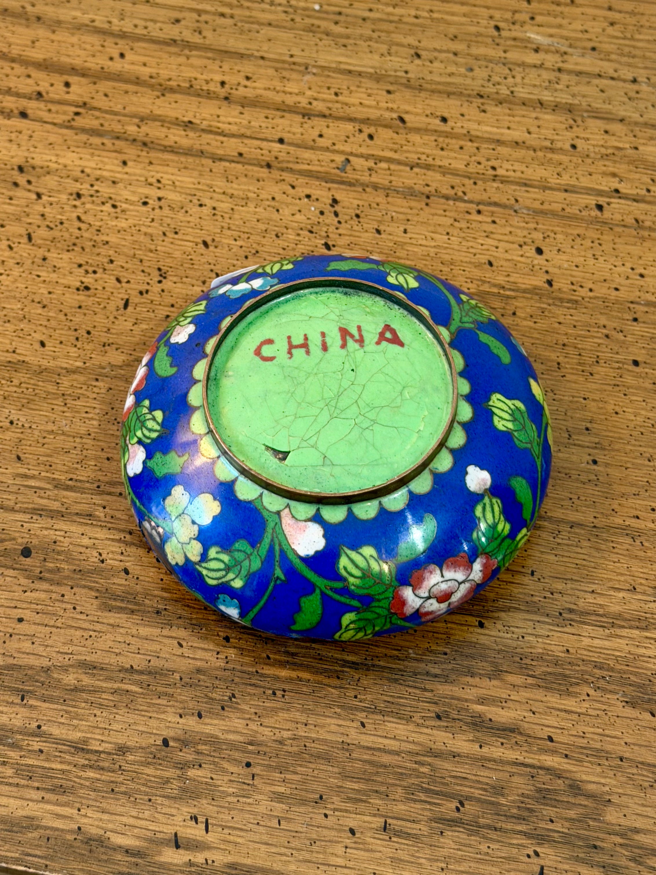 Petite Cloisonné Brass Ashtray