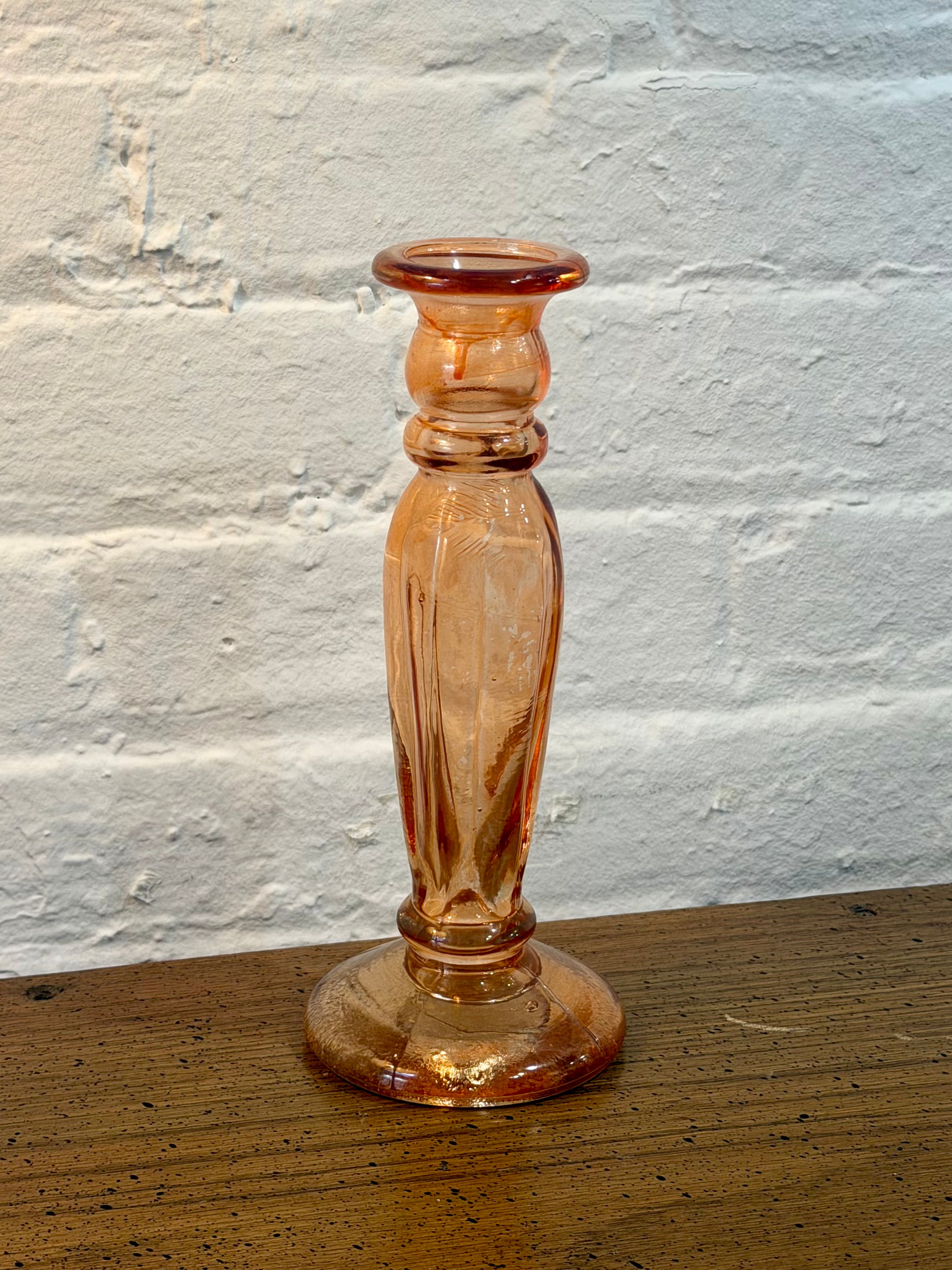 Pink Glass Candle Holder Vase