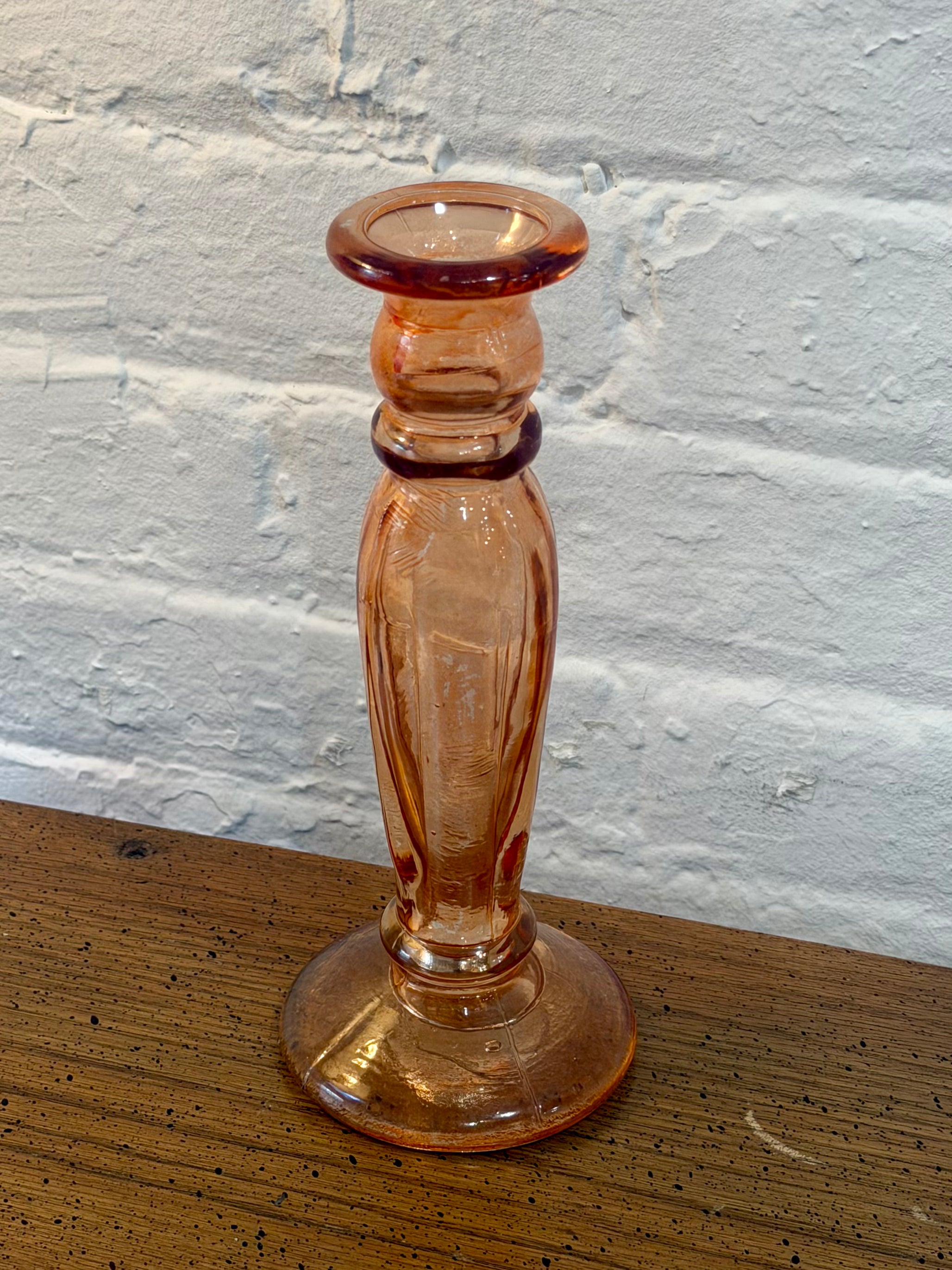 Pink Glass Candle Holder Vase