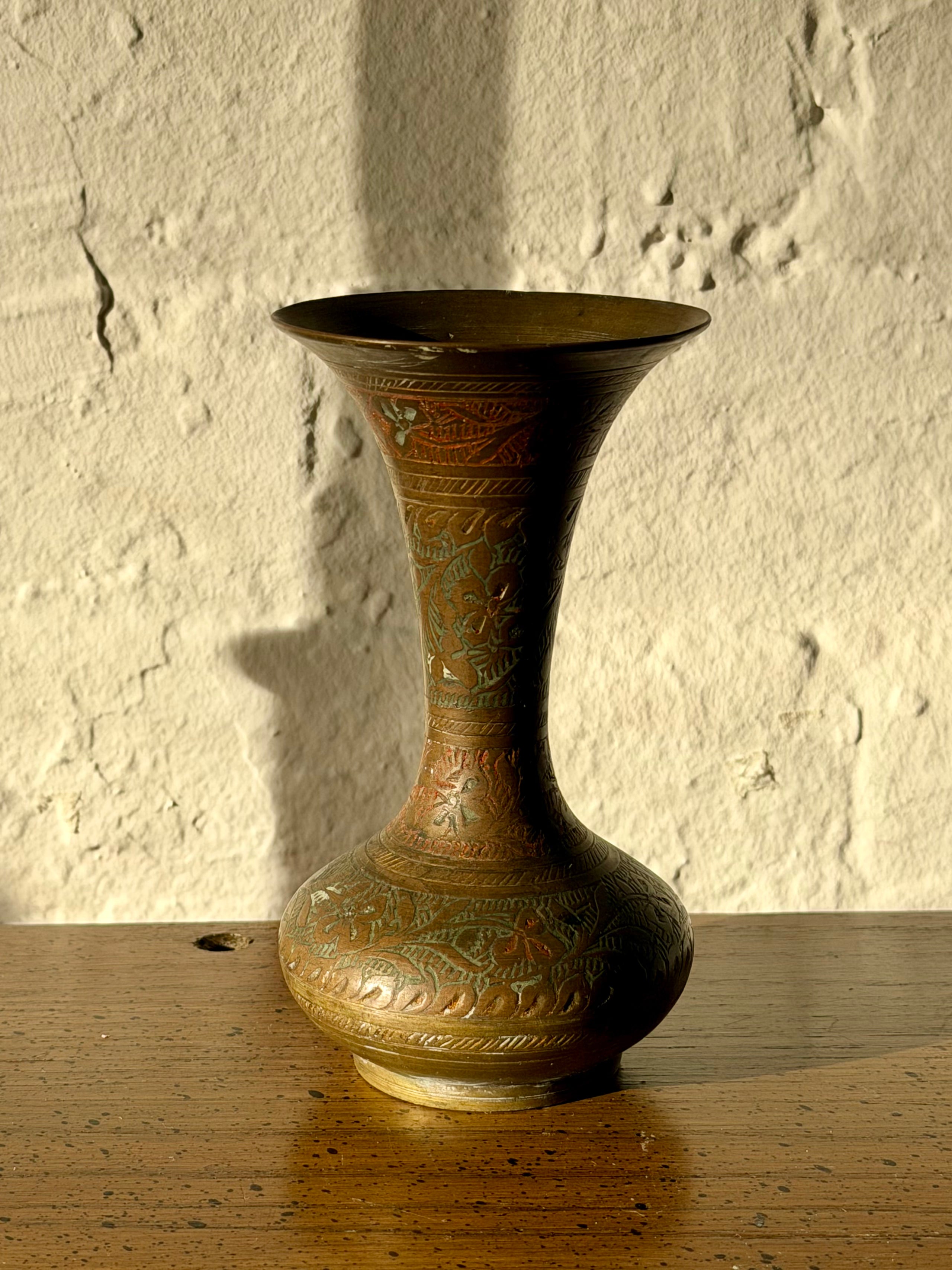 Etched Brass Bud Vase