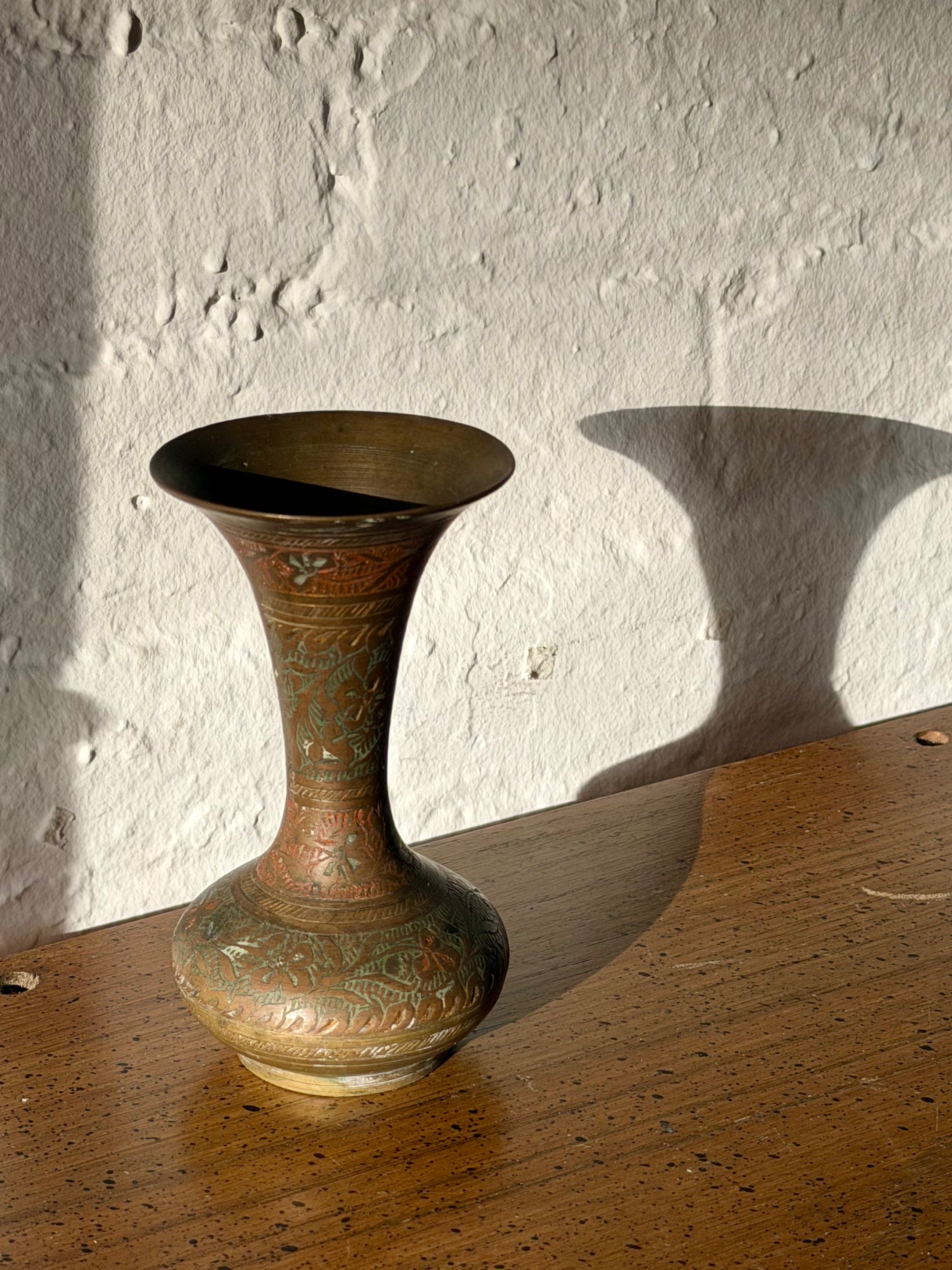 Etched Brass Bud Vase