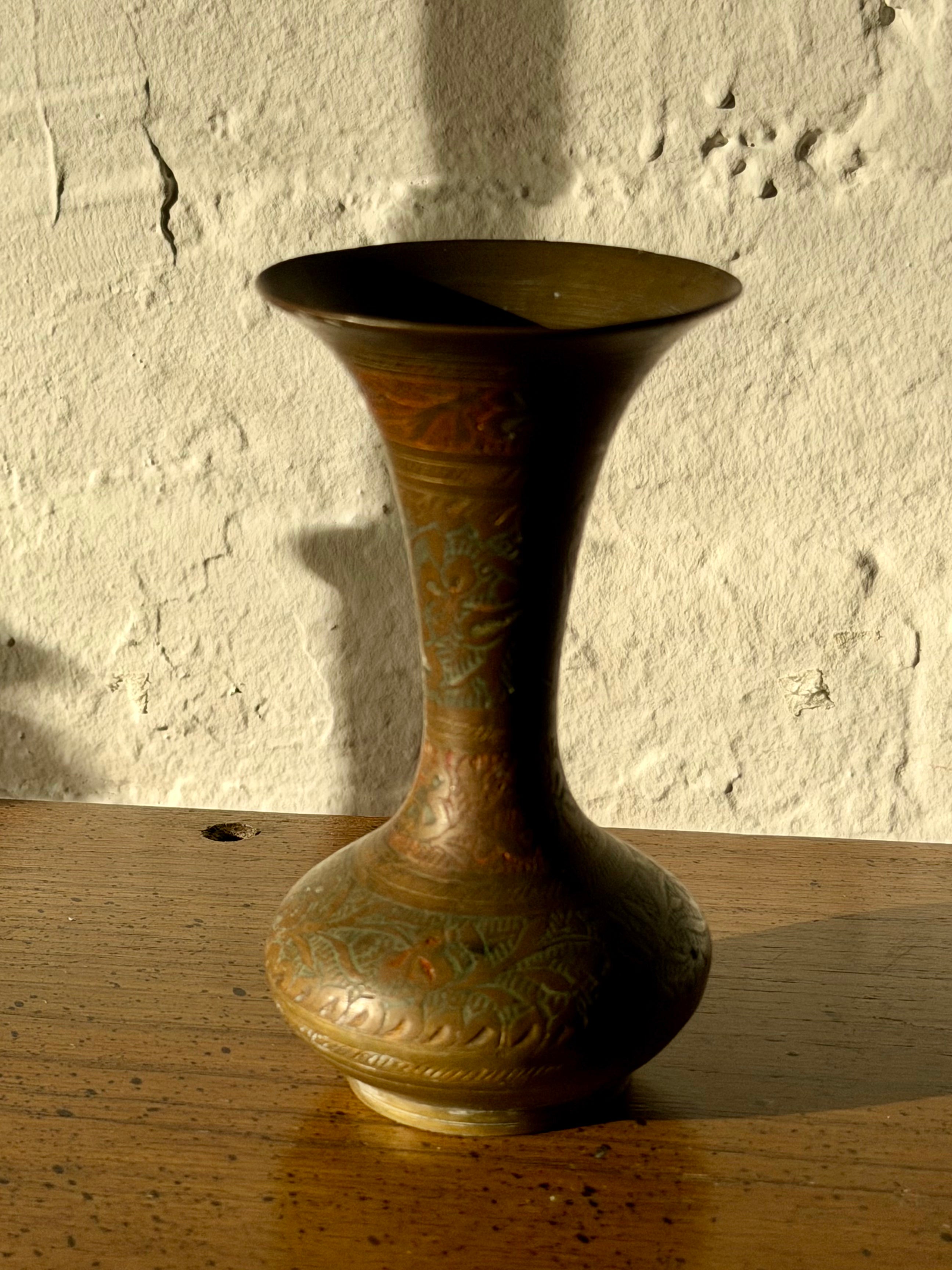 Etched Brass Bud Vase