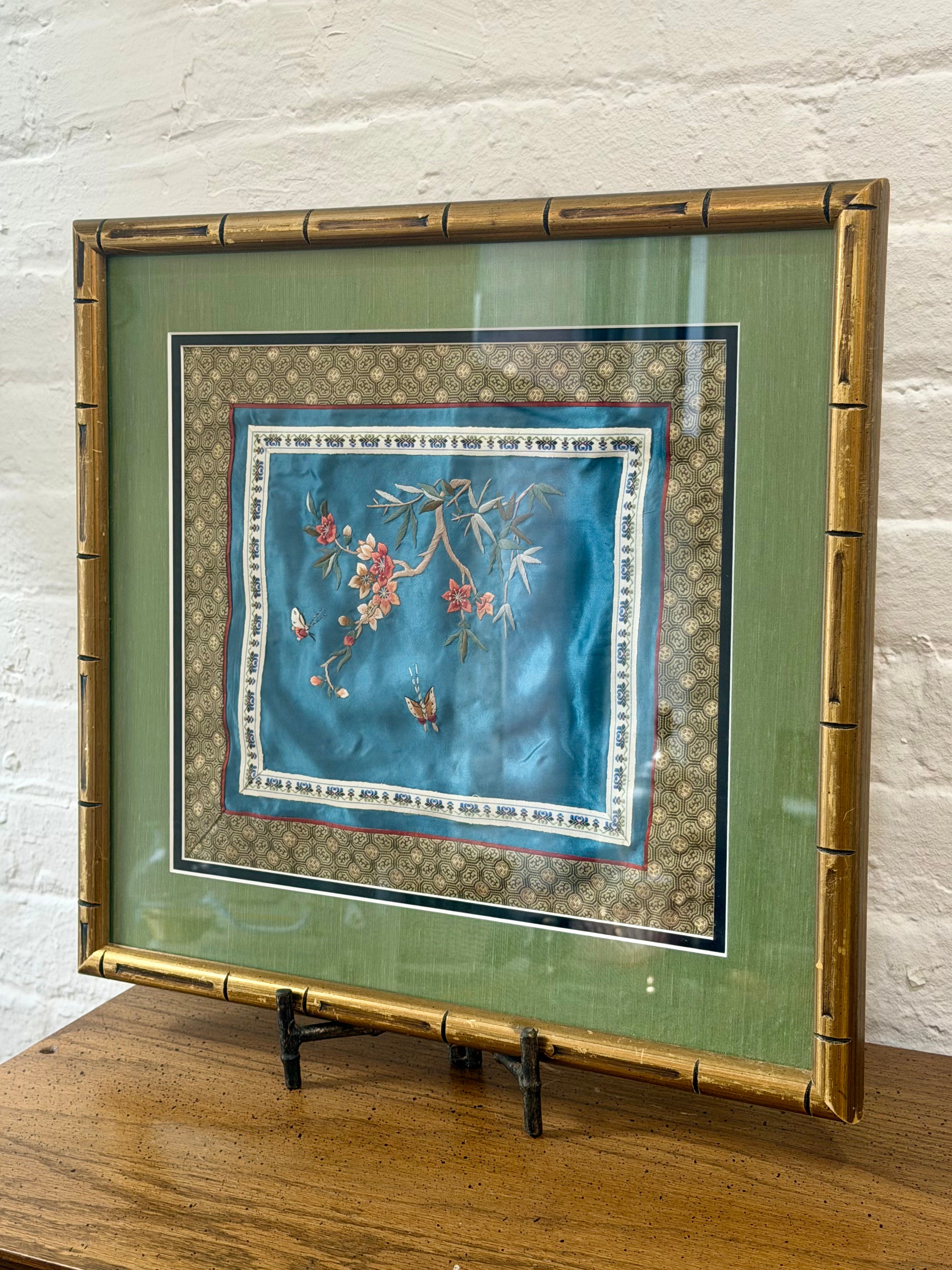 Framed Chinese Silk Embroidered Panel