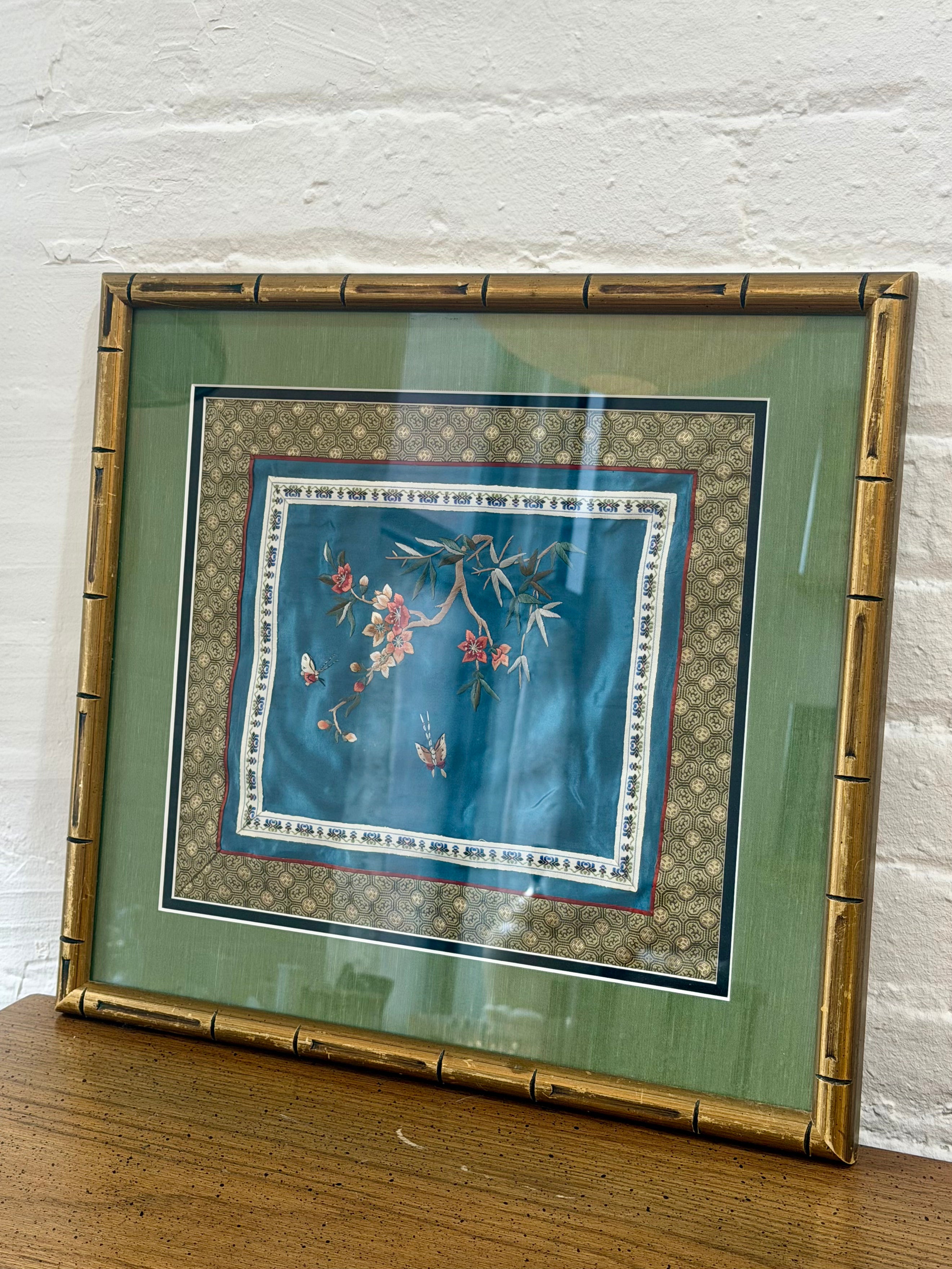 Framed Chinese Silk Embroidered Panel