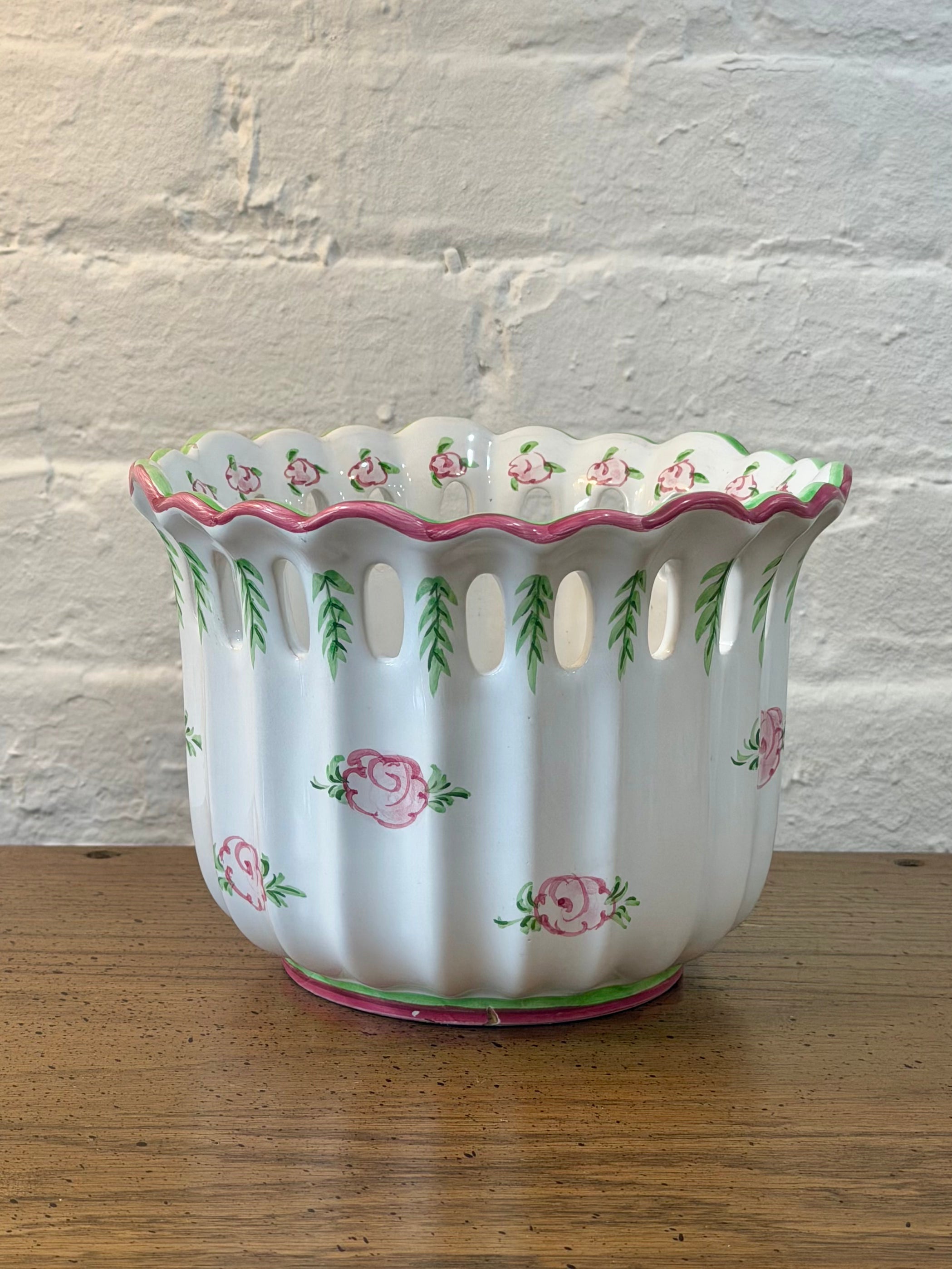 Hand Painted Scalloped Rim Planter