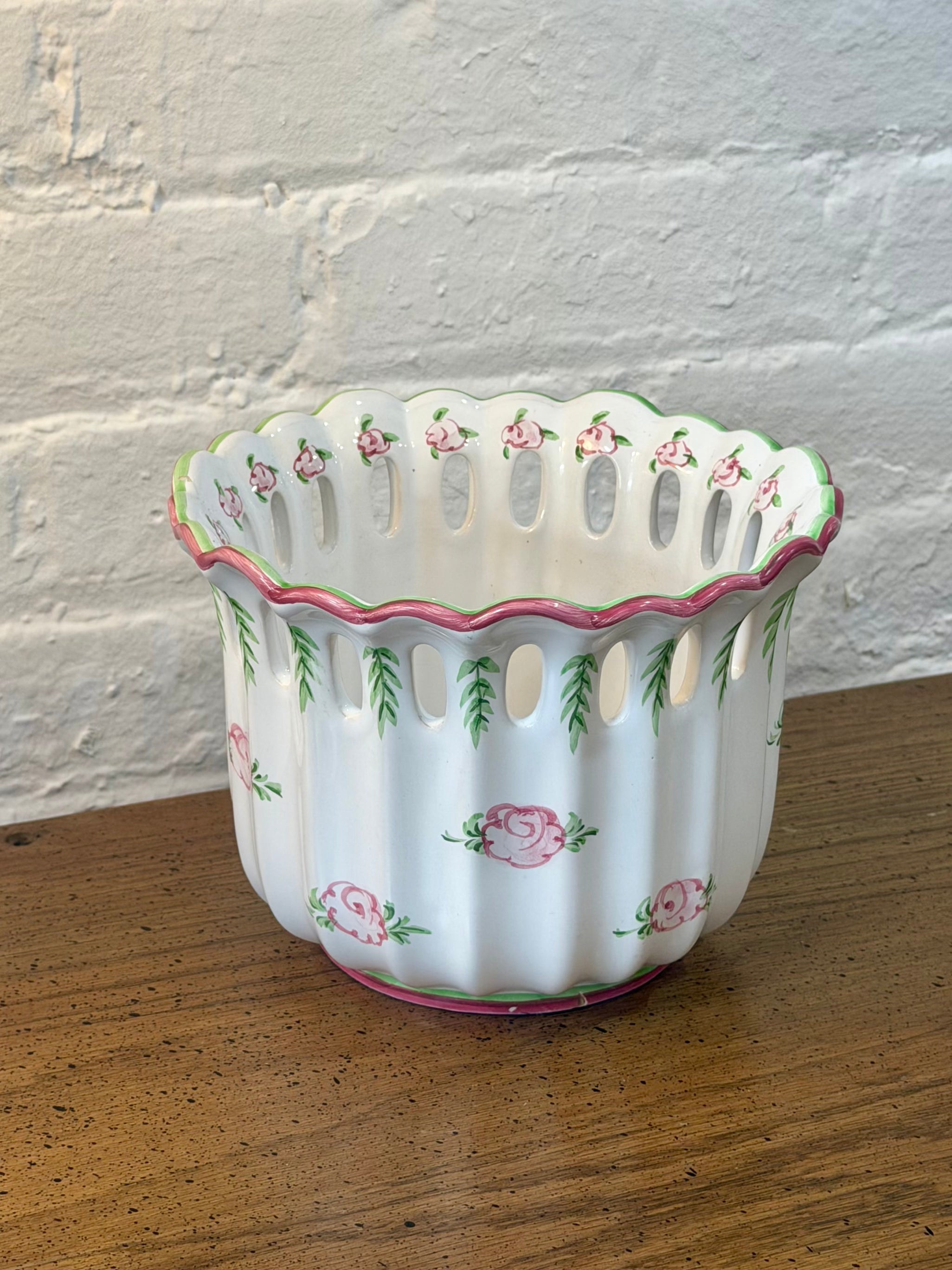 Hand Painted Scalloped Rim Planter
