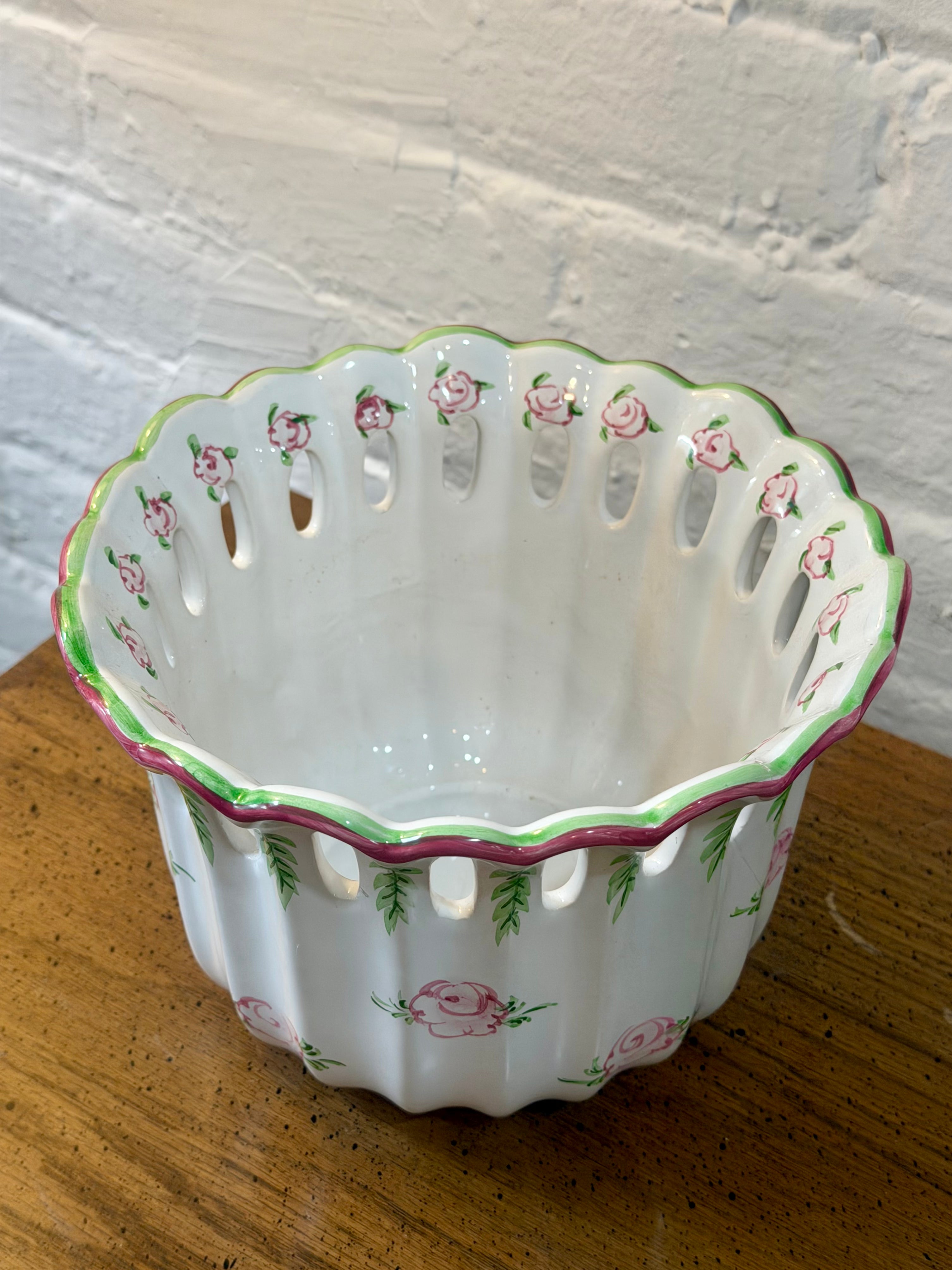 Hand Painted Scalloped Rim Planter