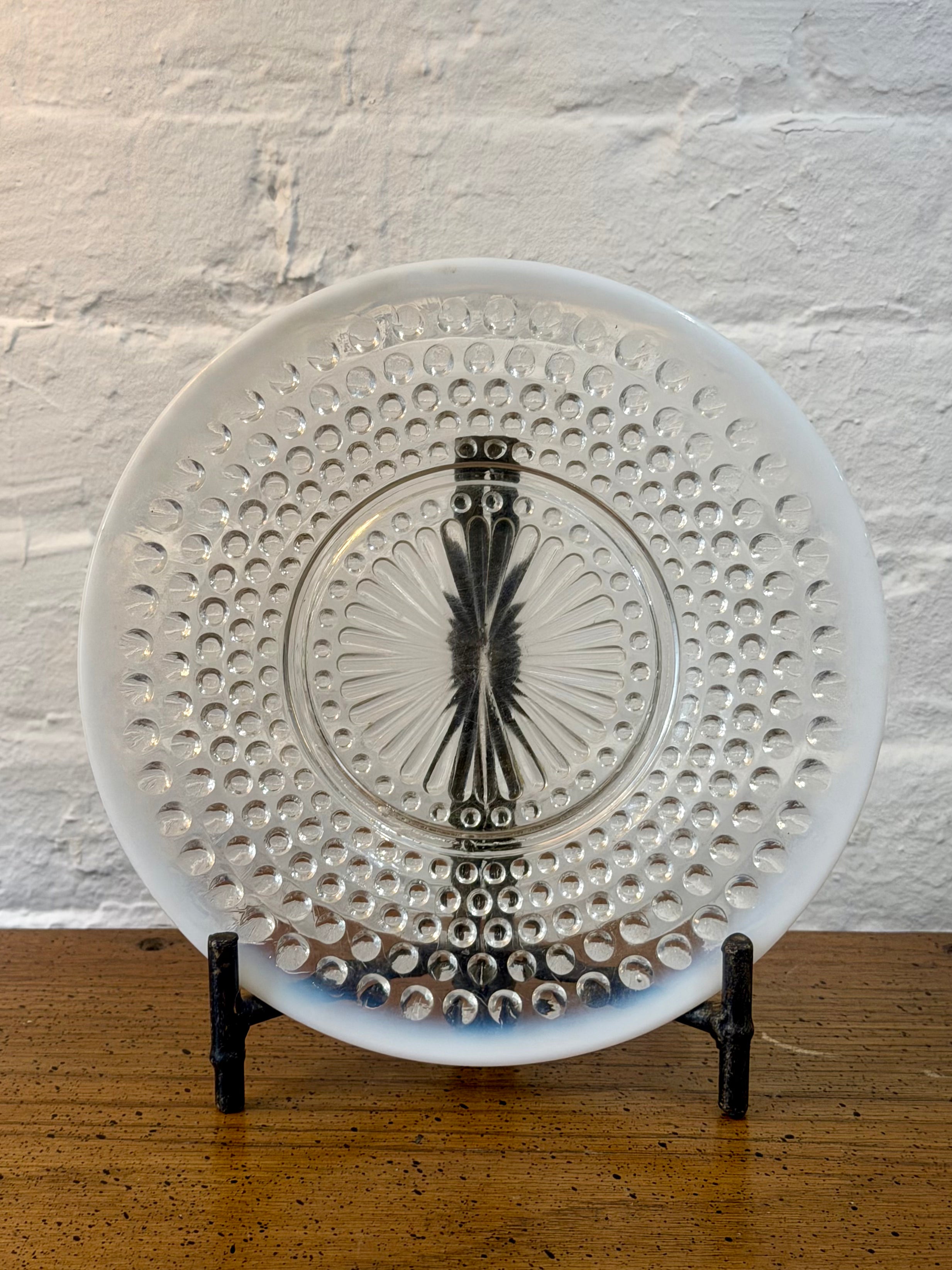 Moonstone Opalescent Hobnail Glass Plate